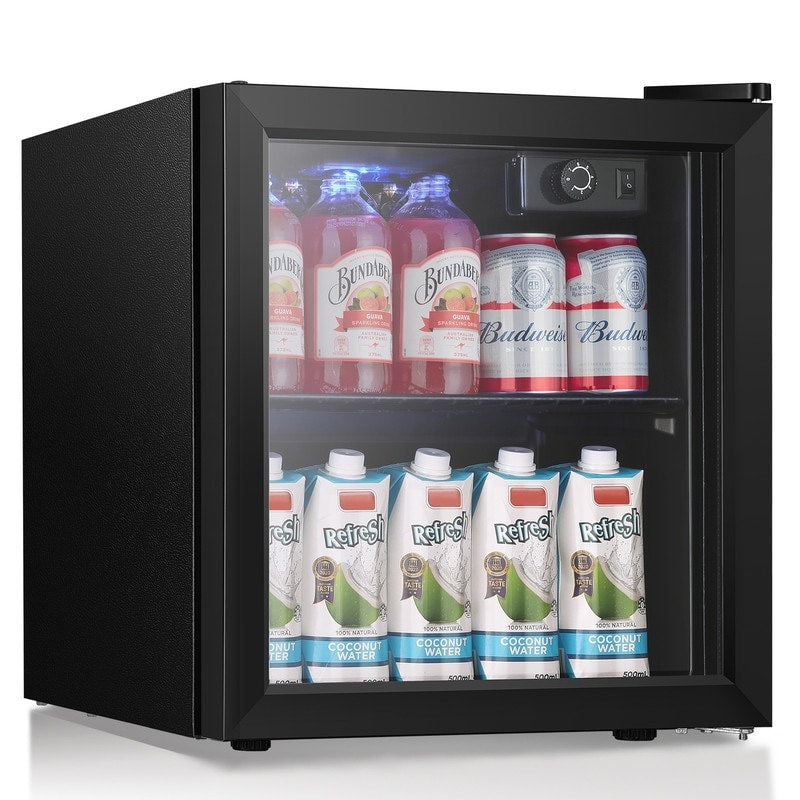 Réfrigérateur à boissons de 1,3 pi³ - 48 canettes, 12 bouteilles, mini réfrigérateur à porte vitrée, commande à bouton rotatif