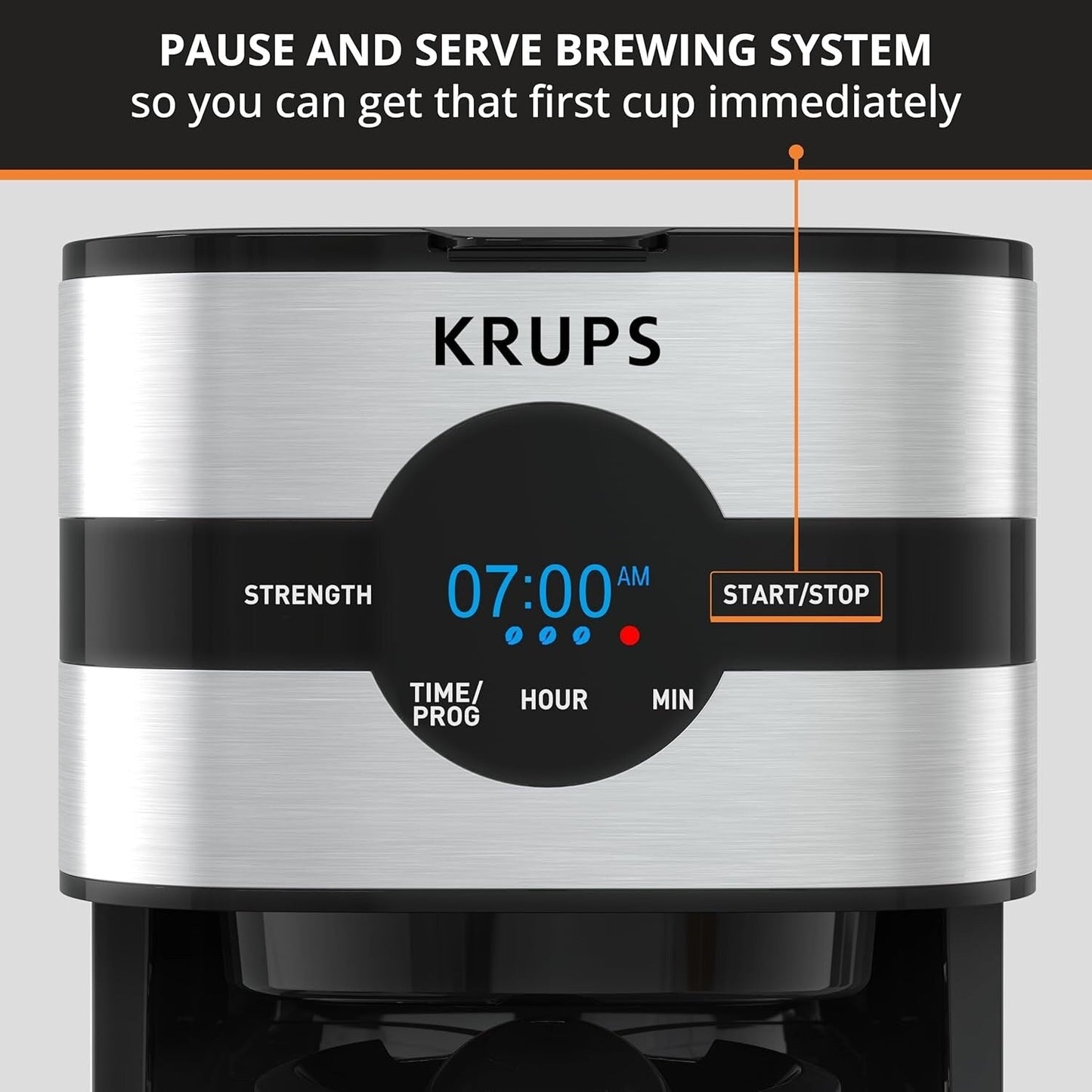 Cafetière numérique 10 tasses, acier inoxydable noir, programmation de la préparation, pause et service automatiques