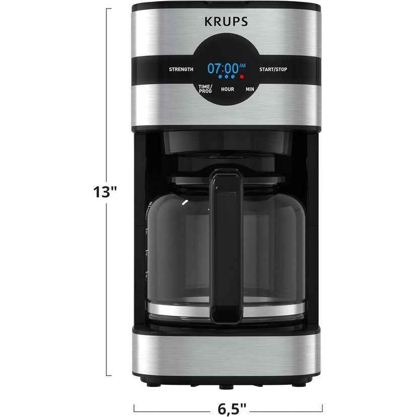 Cafetière numérique 10 tasses, acier inoxydable noir, programmation de la préparation, pause et service automatiques