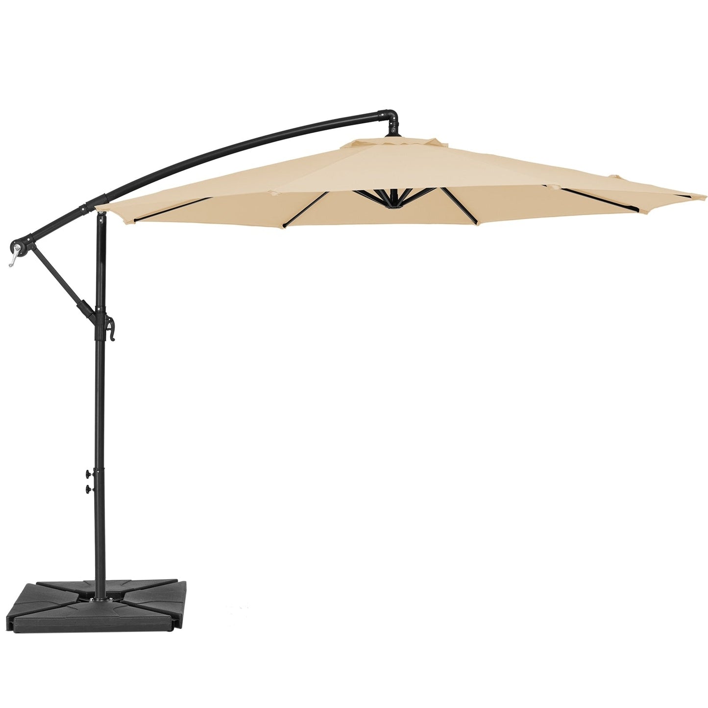 Parasol cantilever en acier de 3 mètres avec levier de manivelle et base lestée