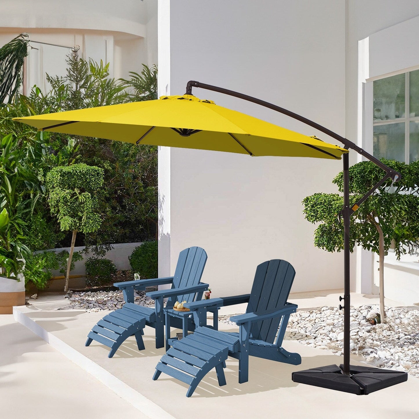 Parasol cantilever en acier de 3 mètres avec levier de manivelle et base lestée