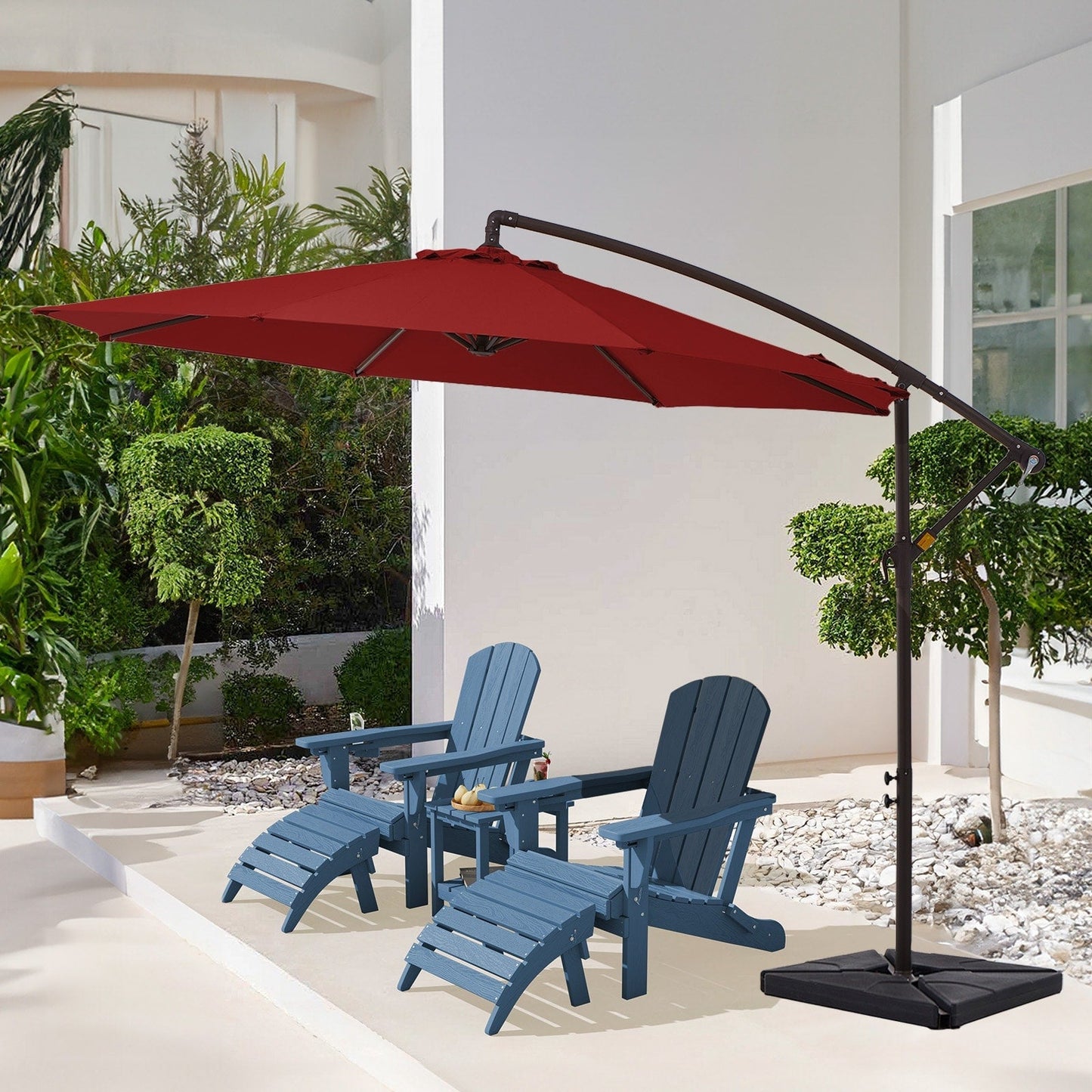 Parasol cantilever en acier de 3 mètres avec levier de manivelle et base lestée