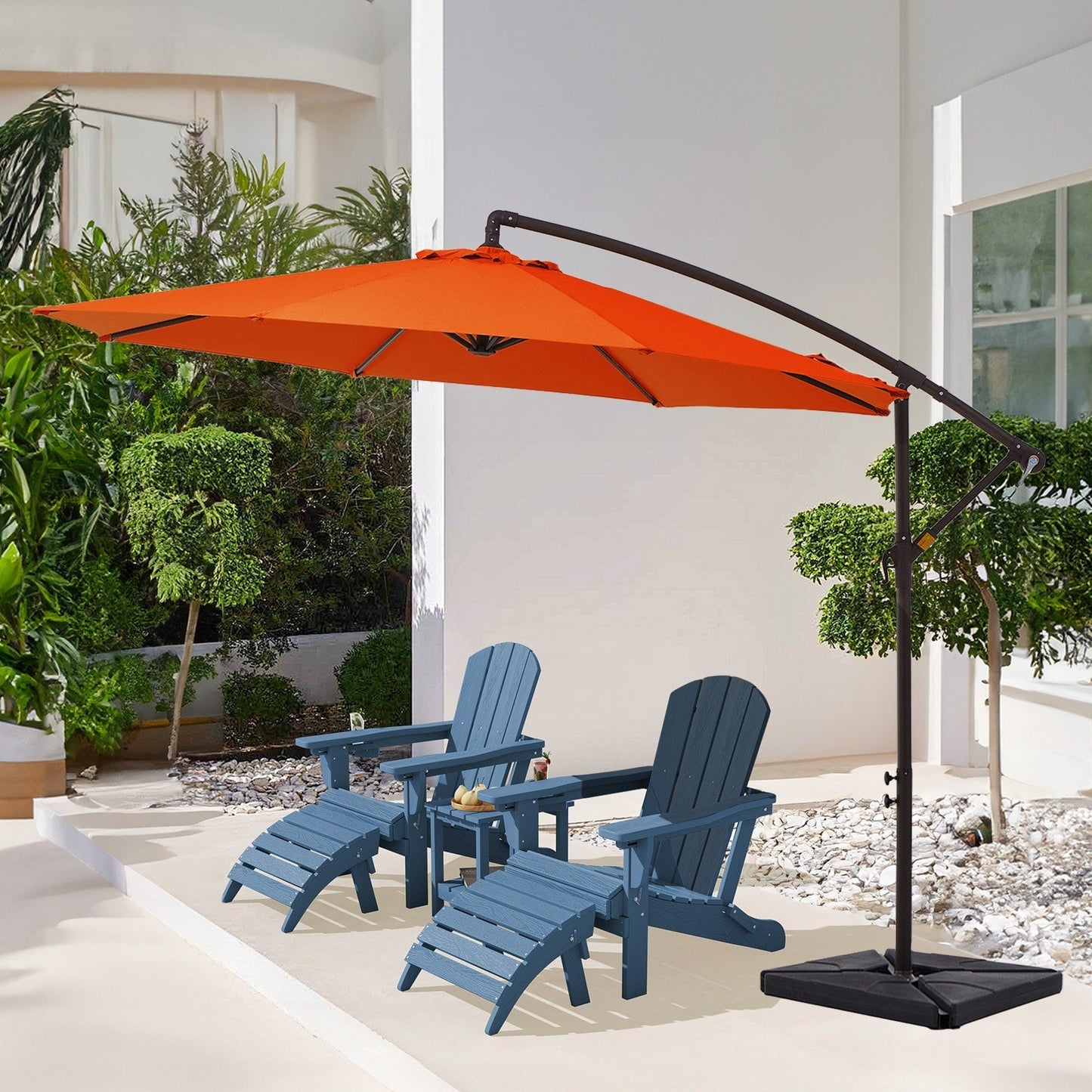 Parasol cantilever en acier de 3 mètres avec levier de manivelle et base lestée