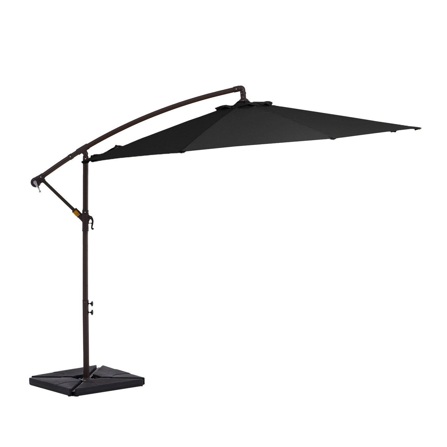 Parasol cantilever en acier de 3 mètres avec levier de manivelle et base lestée