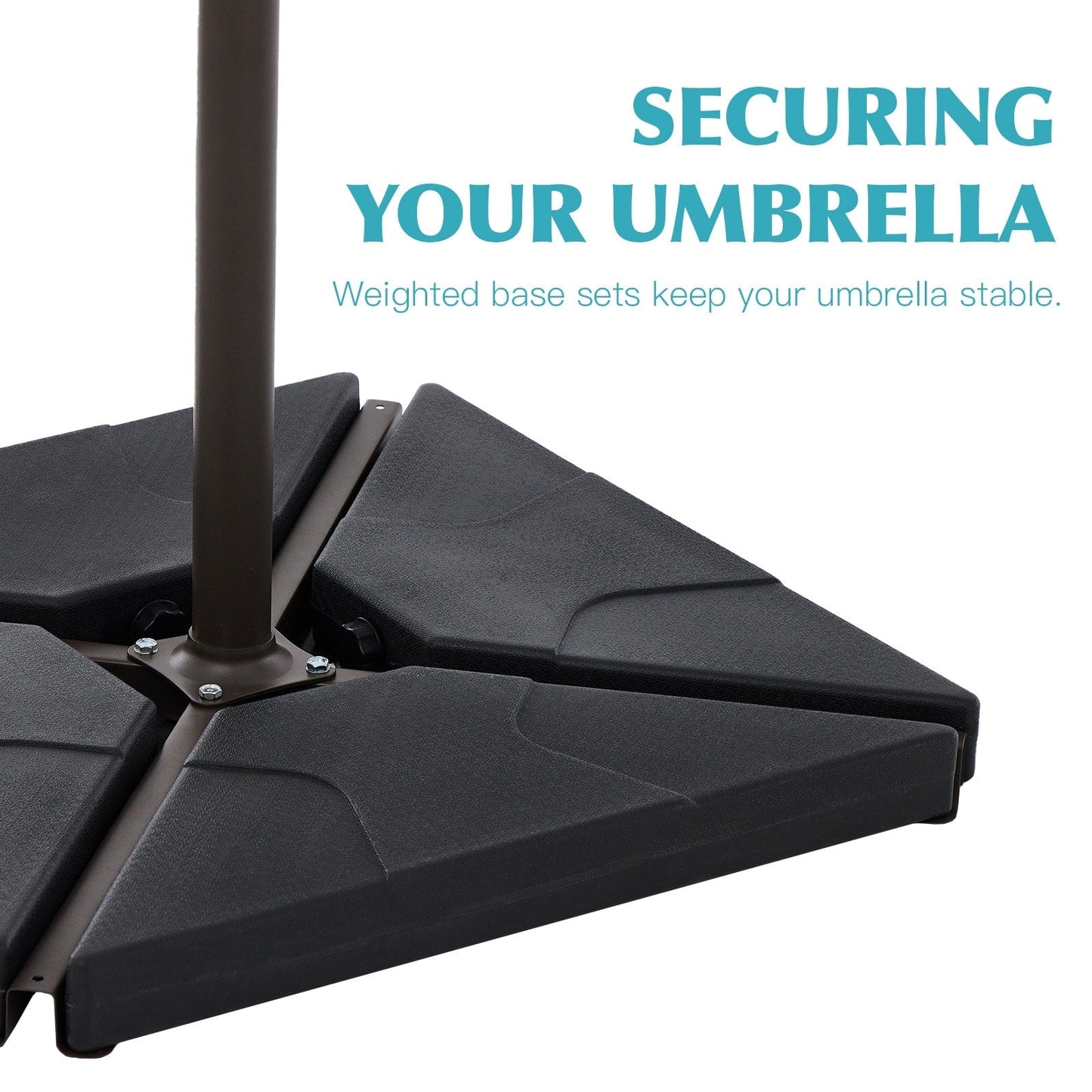 Parasol cantilever en acier de 3 mètres avec levier de manivelle et base lestée