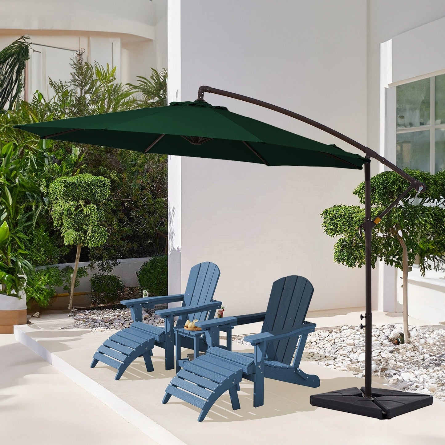 Parasol cantilever en acier de 3 mètres avec levier de manivelle et base lestée