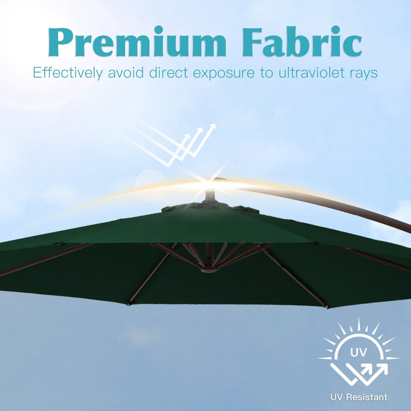 Parasol cantilever en acier de 3 mètres avec levier de manivelle et base lestée
