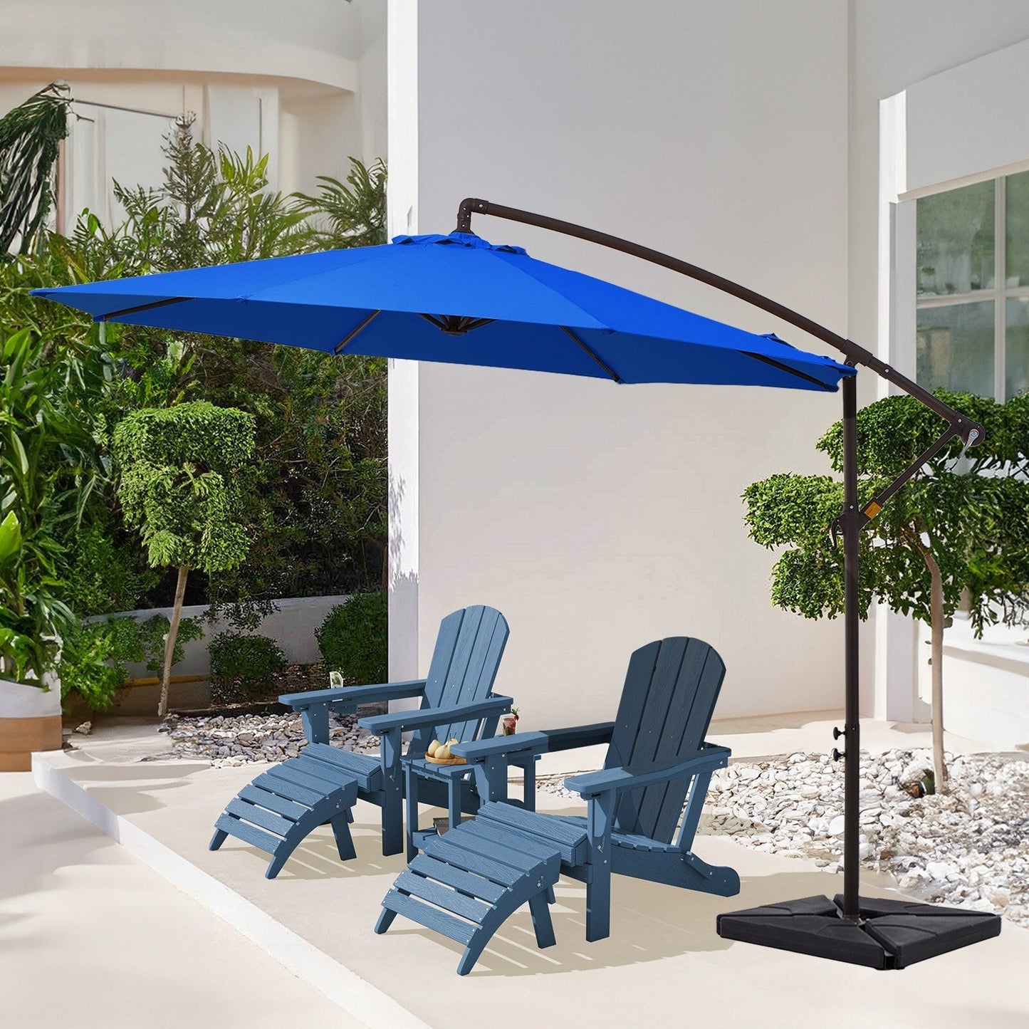 Parasol cantilever en acier de 3 mètres avec levier de manivelle et base lestée