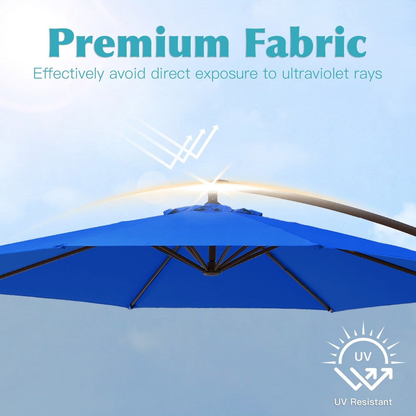 Parasol cantilever en acier de 3 mètres avec levier de manivelle et base lestée