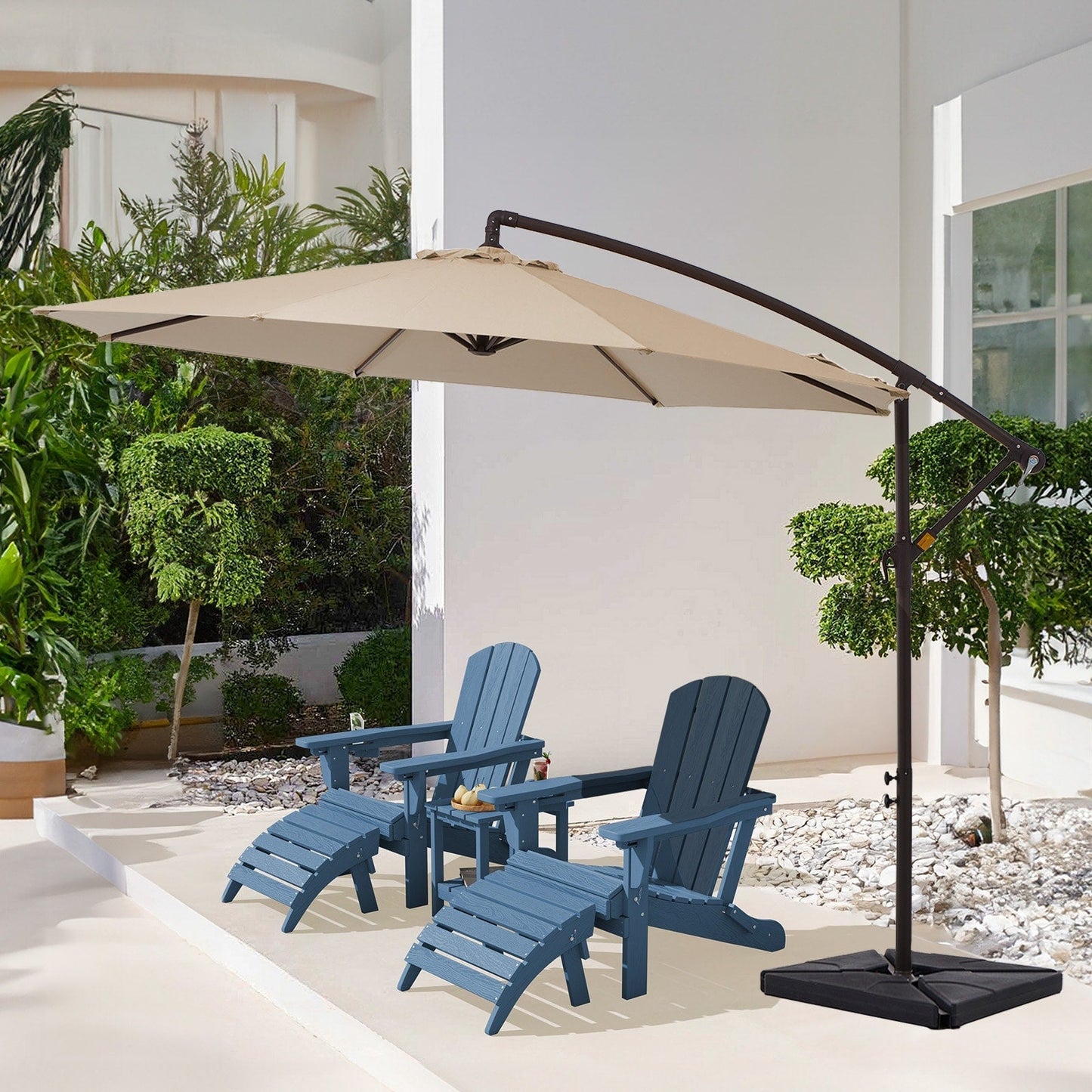 Parasol cantilever en acier de 3 mètres avec levier de manivelle et base lestée