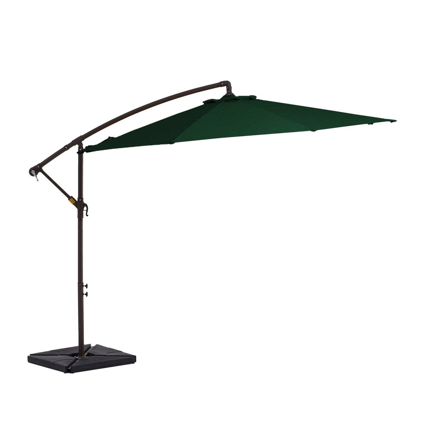Parasol cantilever en acier de 3 mètres avec levier de manivelle et base lestée