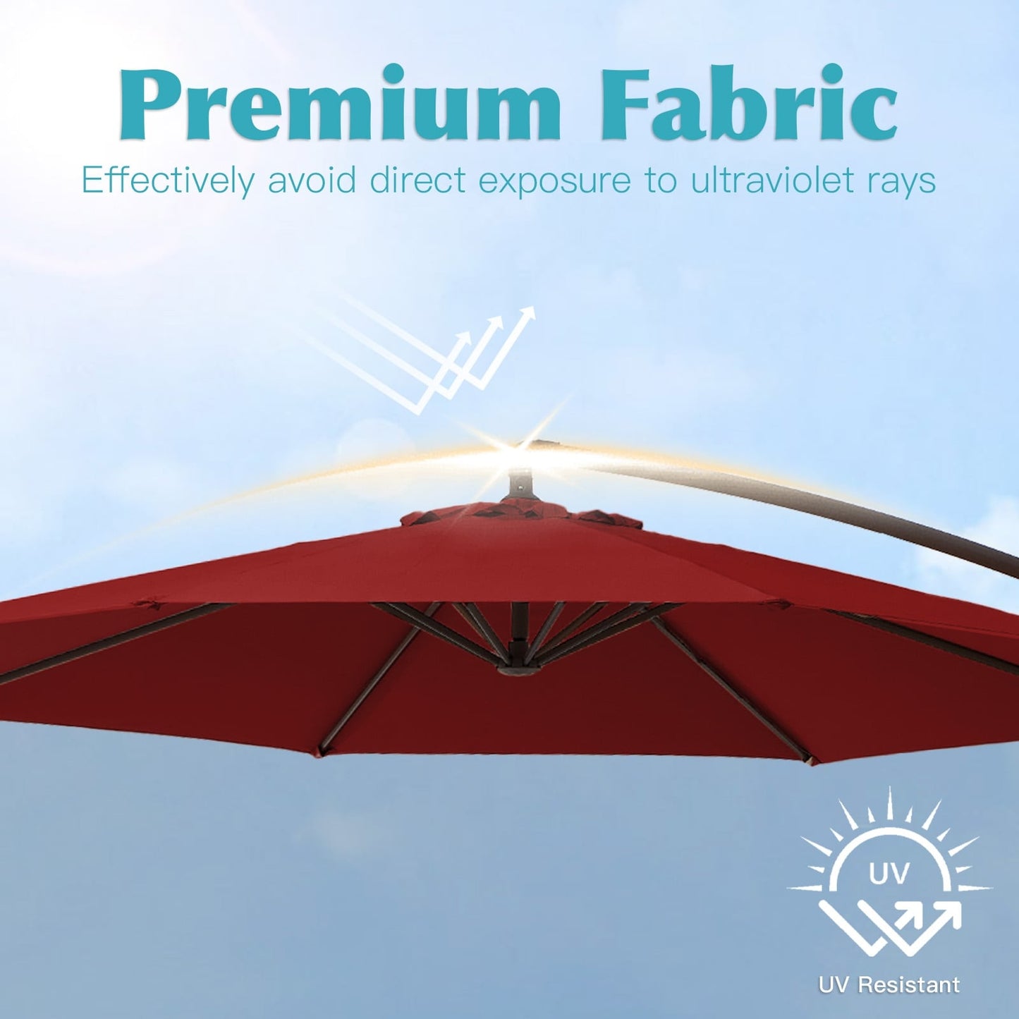 Parasol cantilever en acier de 3 mètres avec levier de manivelle et base lestée