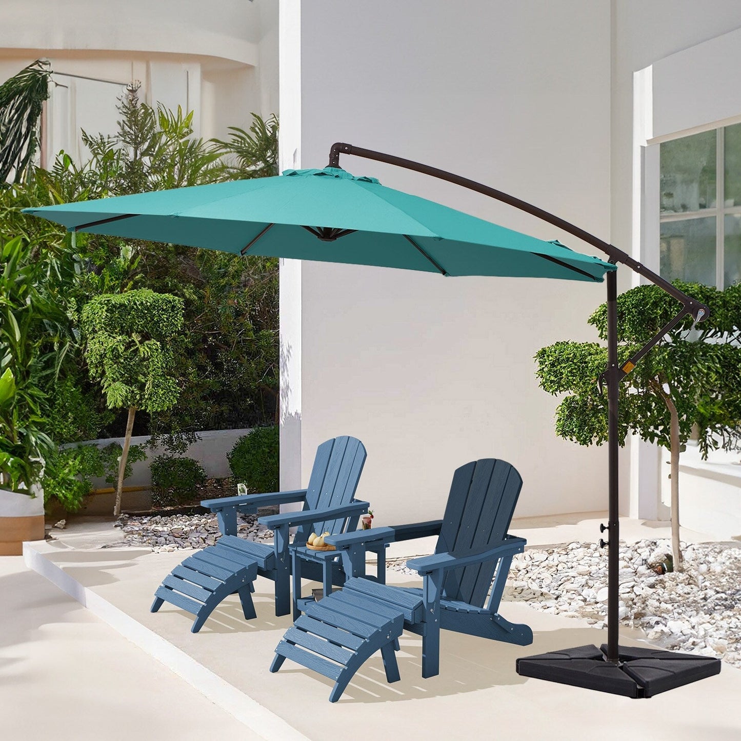 Parasol cantilever en acier de 3 mètres avec levier de manivelle et base lestée