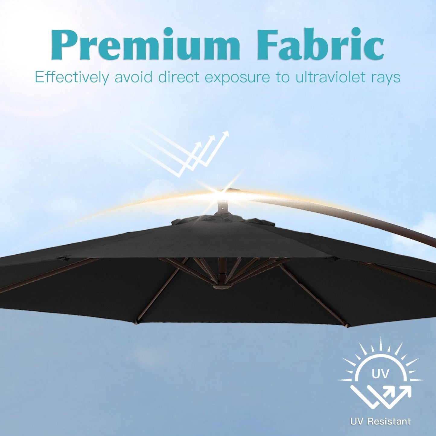Parasol cantilever en acier de 3 mètres avec levier de manivelle et base lestée