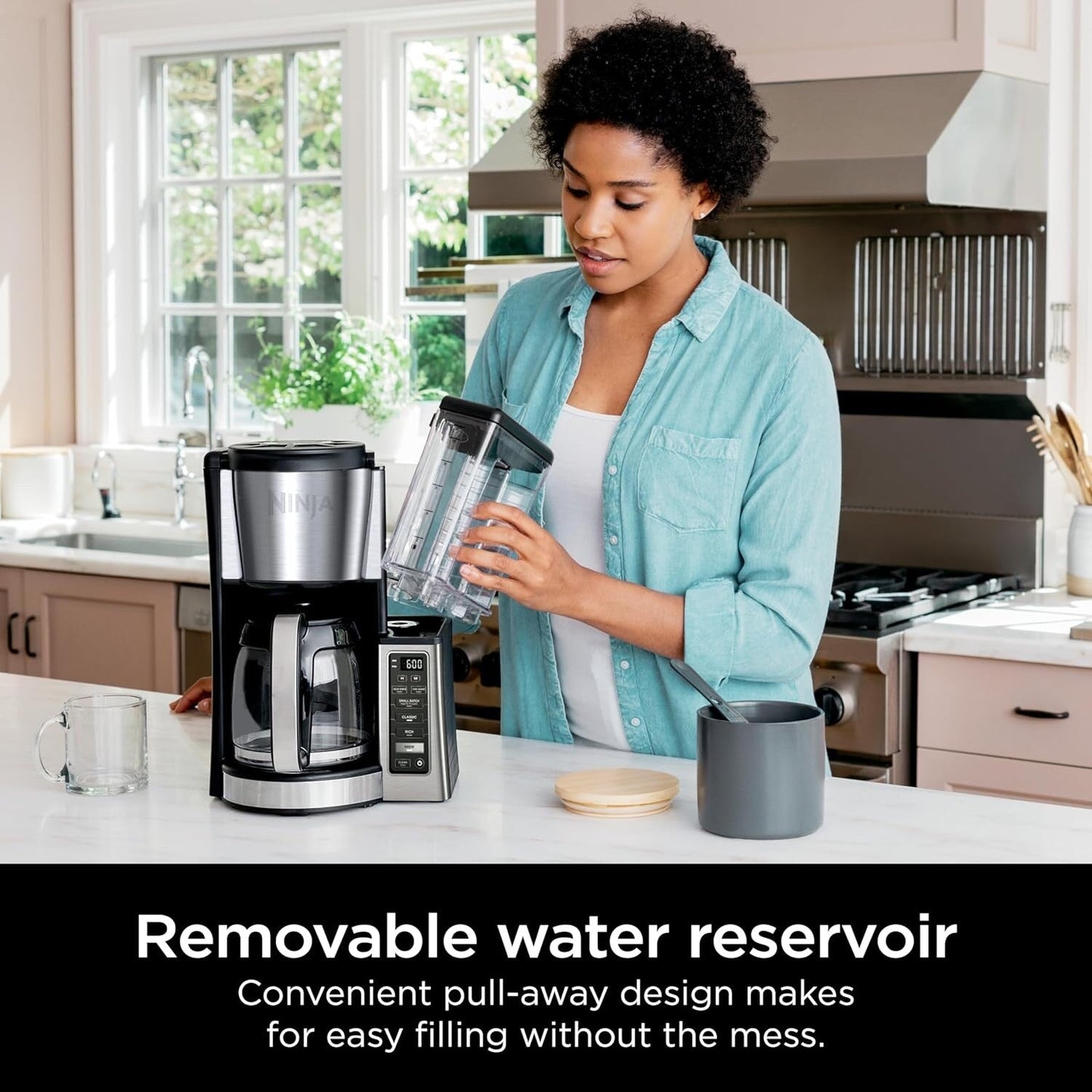 Cafetière programmable 12 tasses, 2 modes de préparation, plaque chauffante réglable, réservoir de 60 oz, fonction de préparation différée, acier inoxydable noir.