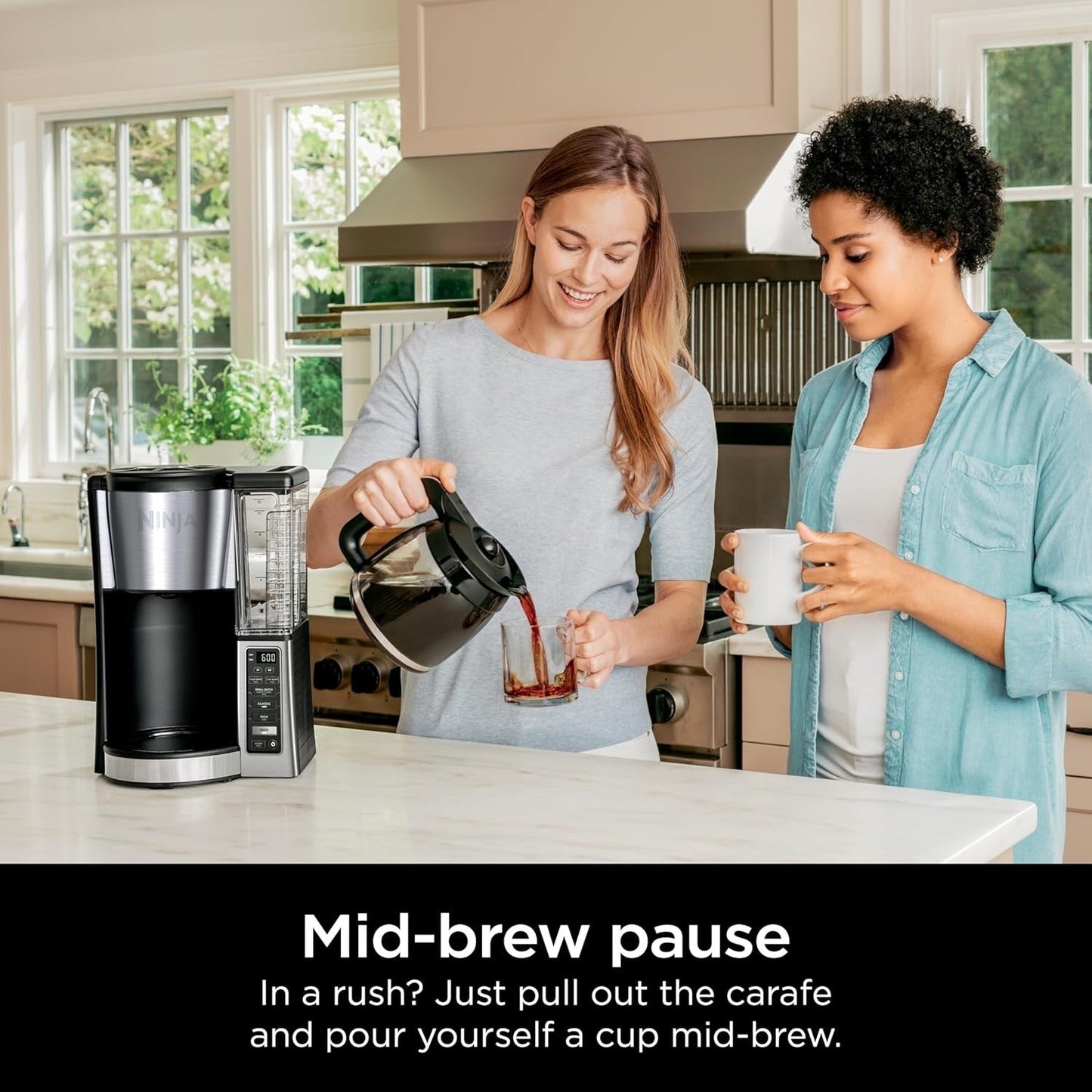 Cafetière programmable 12 tasses, 2 modes de préparation, plaque chauffante réglable, réservoir de 60 oz, fonction de préparation différée, acier inoxydable noir.