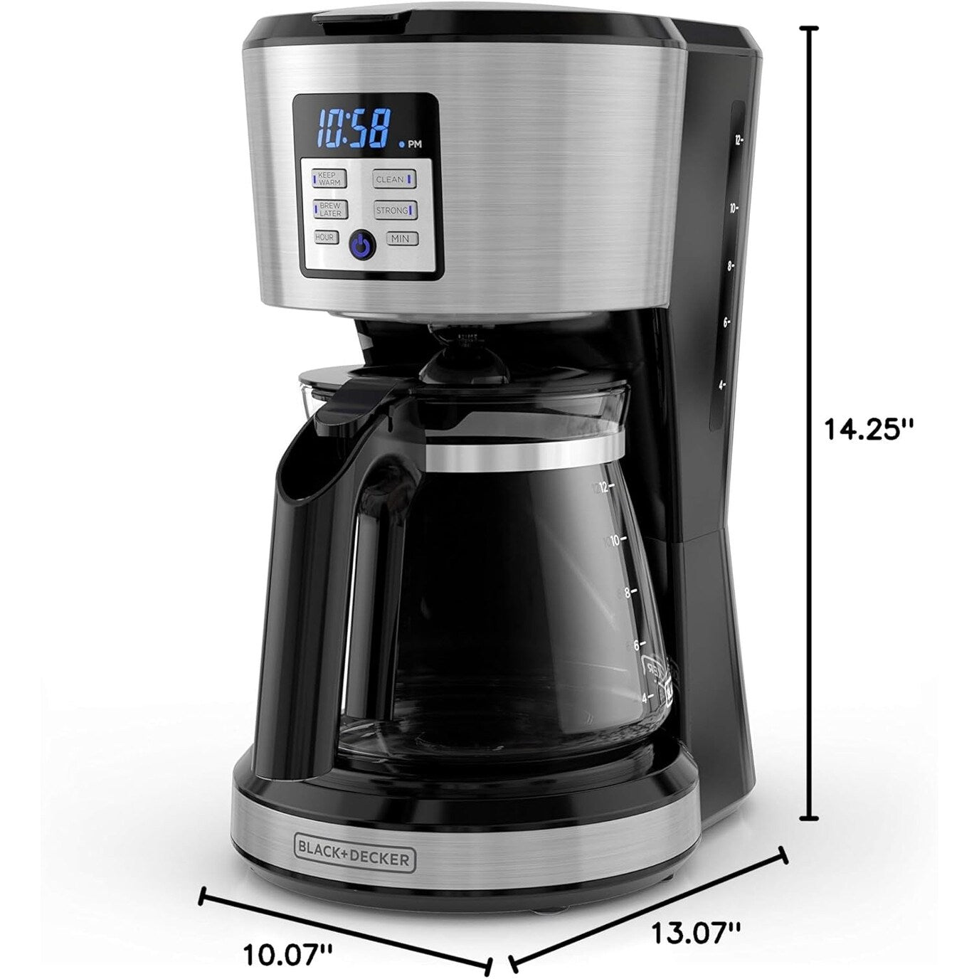 Machine à café programmable 12 tasses, technologie de brassage Vortex, noir
