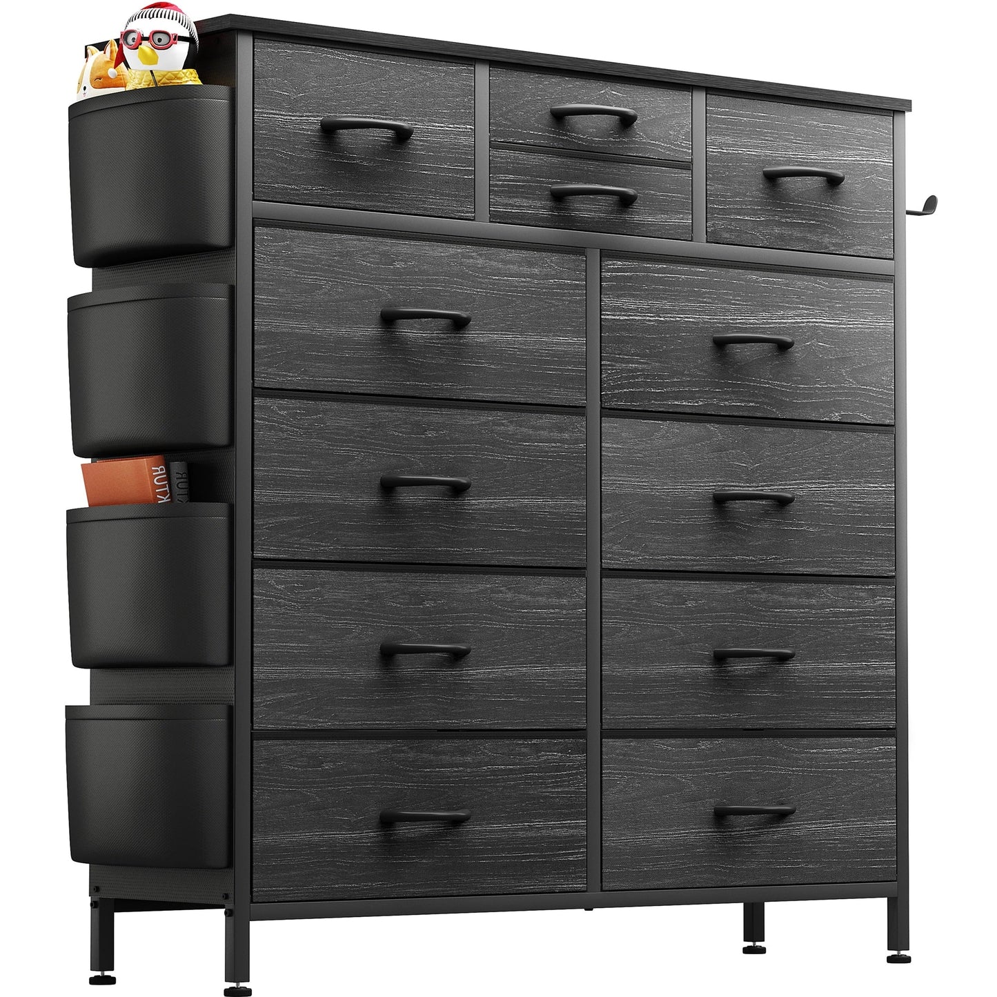 Commode 12 tiroirs, commode haute en tissu pour chambre à coucher, coffre à tiroirs