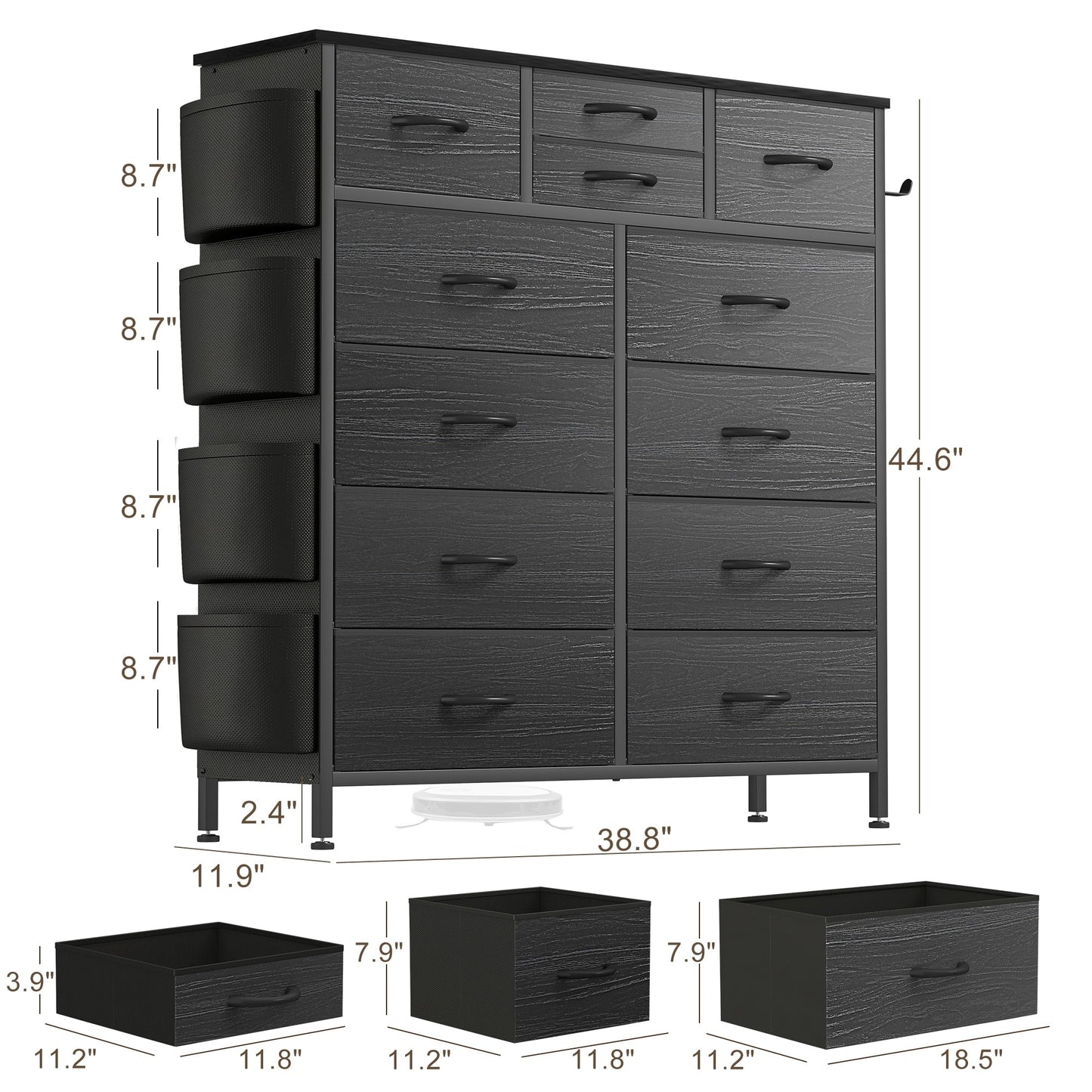 Commode 12 tiroirs, commode haute en tissu pour chambre à coucher, coffre à tiroirs