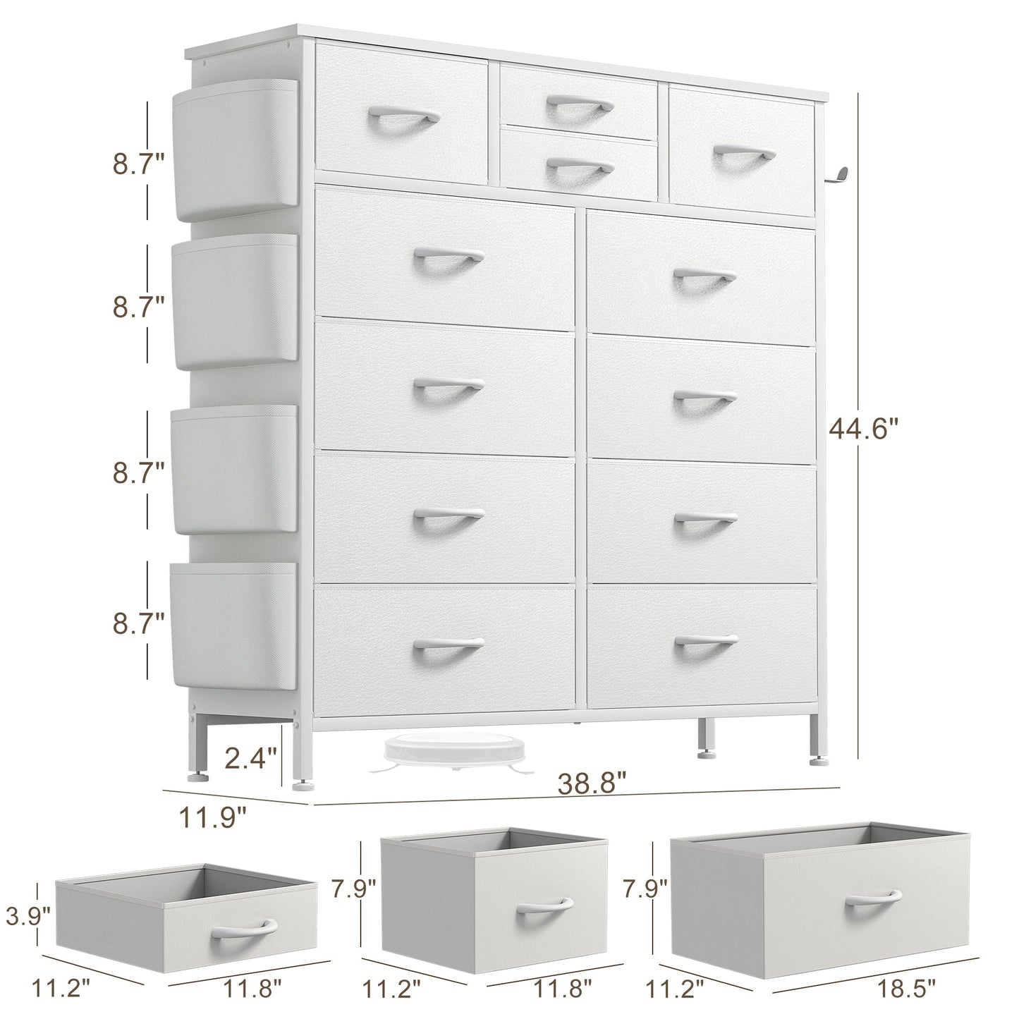 Commode 12 tiroirs, commode haute en tissu pour chambre à coucher, coffre à tiroirs