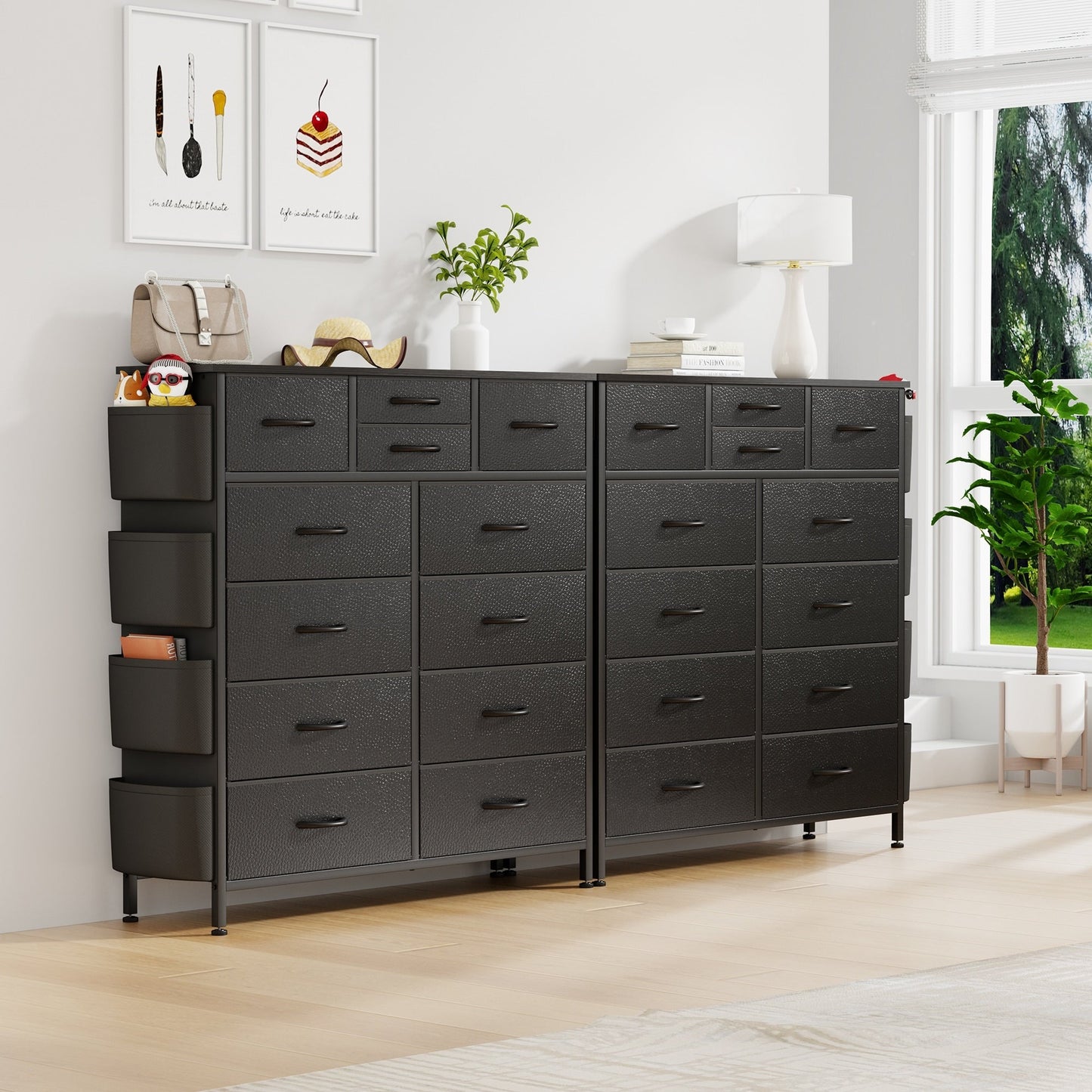 Commode 12 tiroirs, commode haute en tissu pour chambre à coucher, coffre à tiroirs