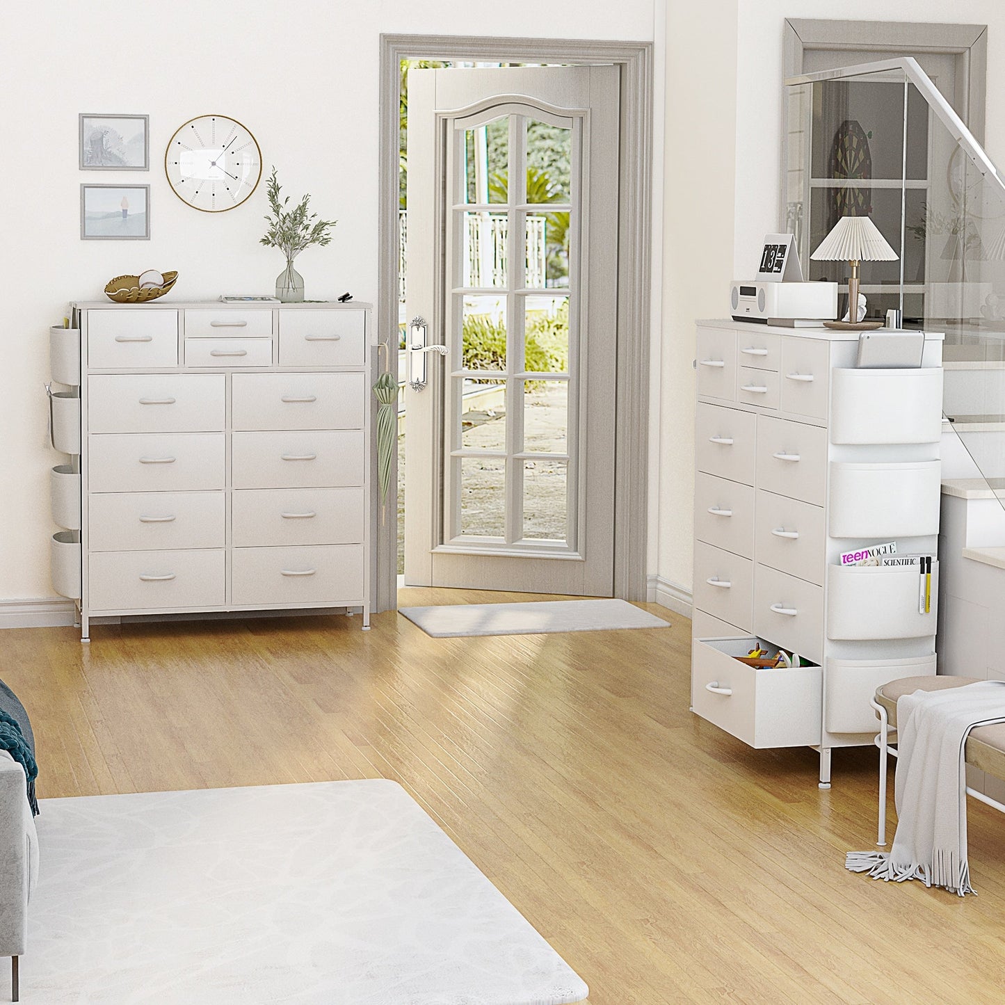 Commode 12 tiroirs, commode haute en tissu pour chambre à coucher, coffre à tiroirs