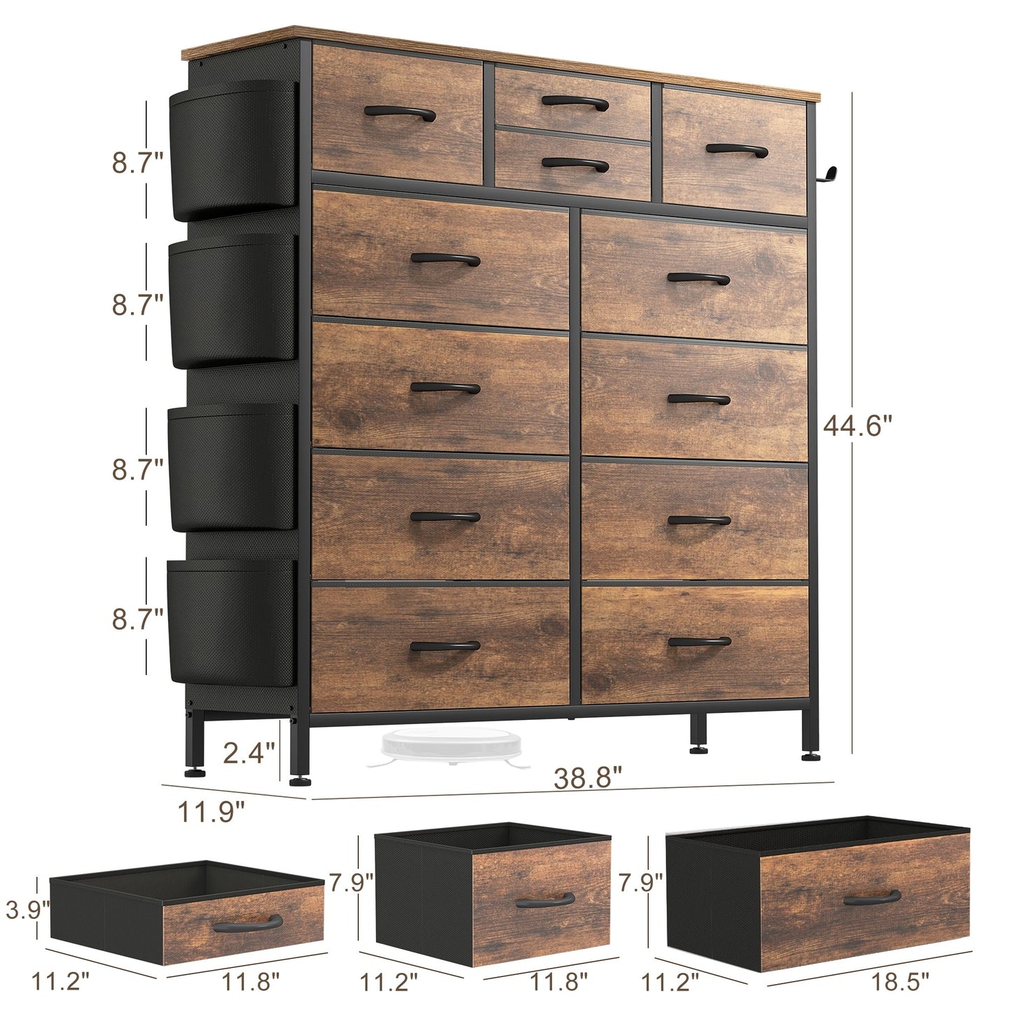 Commode 12 tiroirs, commode haute en tissu pour chambre à coucher, coffre à tiroirs