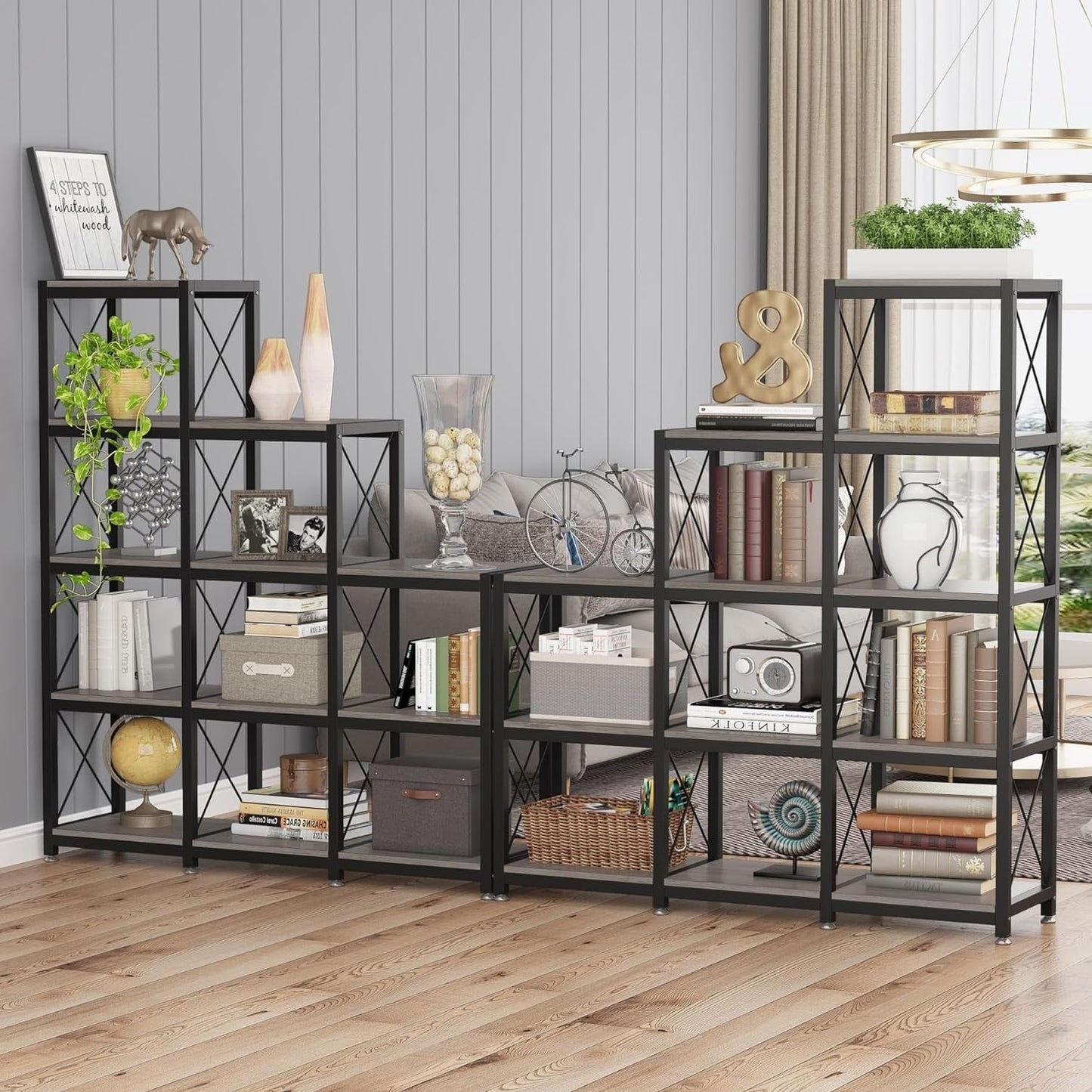 Étagère à livres en forme d'échelle à 12 niveaux, étagère d'angle de style industriel