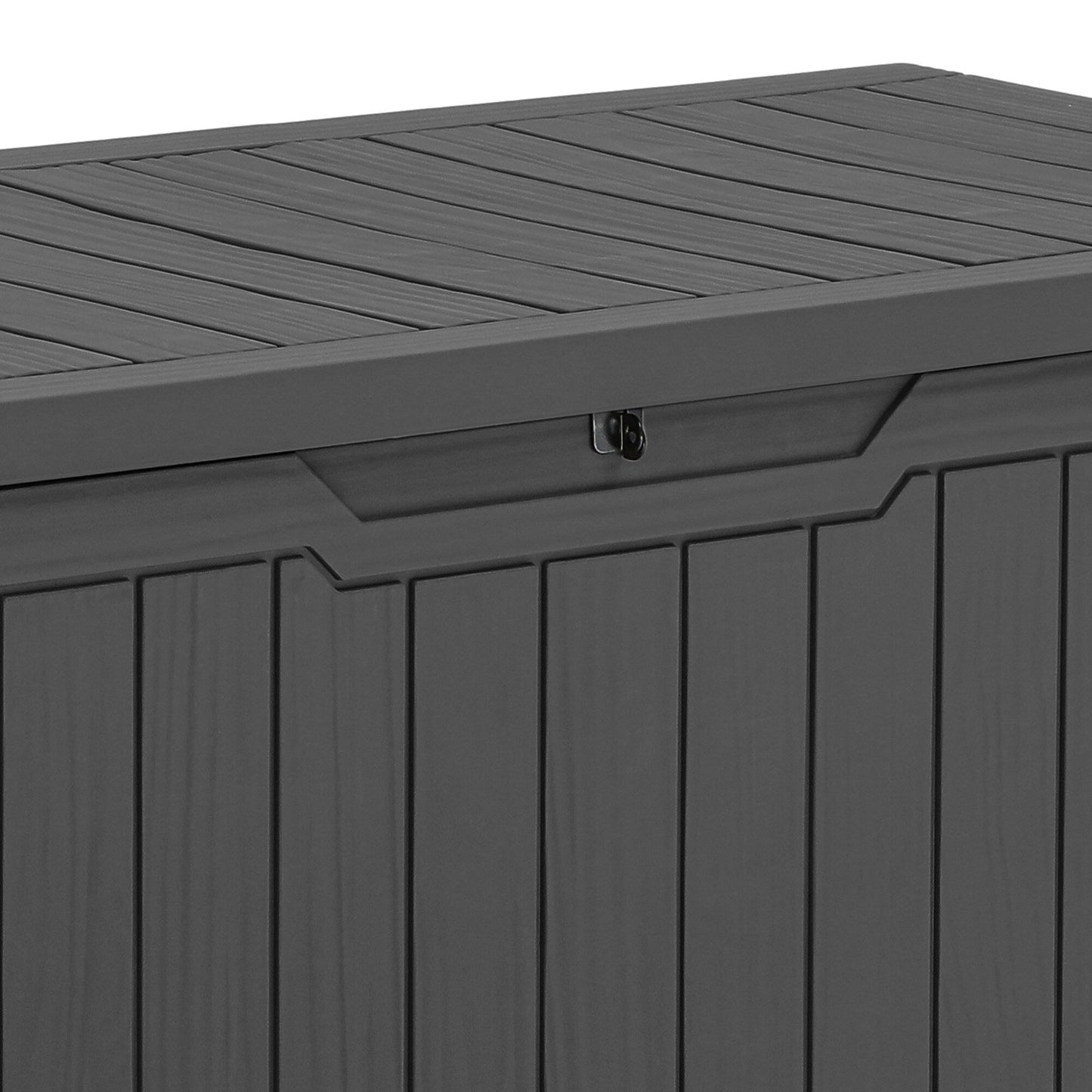 Grand coffre de rangement en résine, résistant à l'eau, verrouillable, capacité de 120 à 260 gallons.