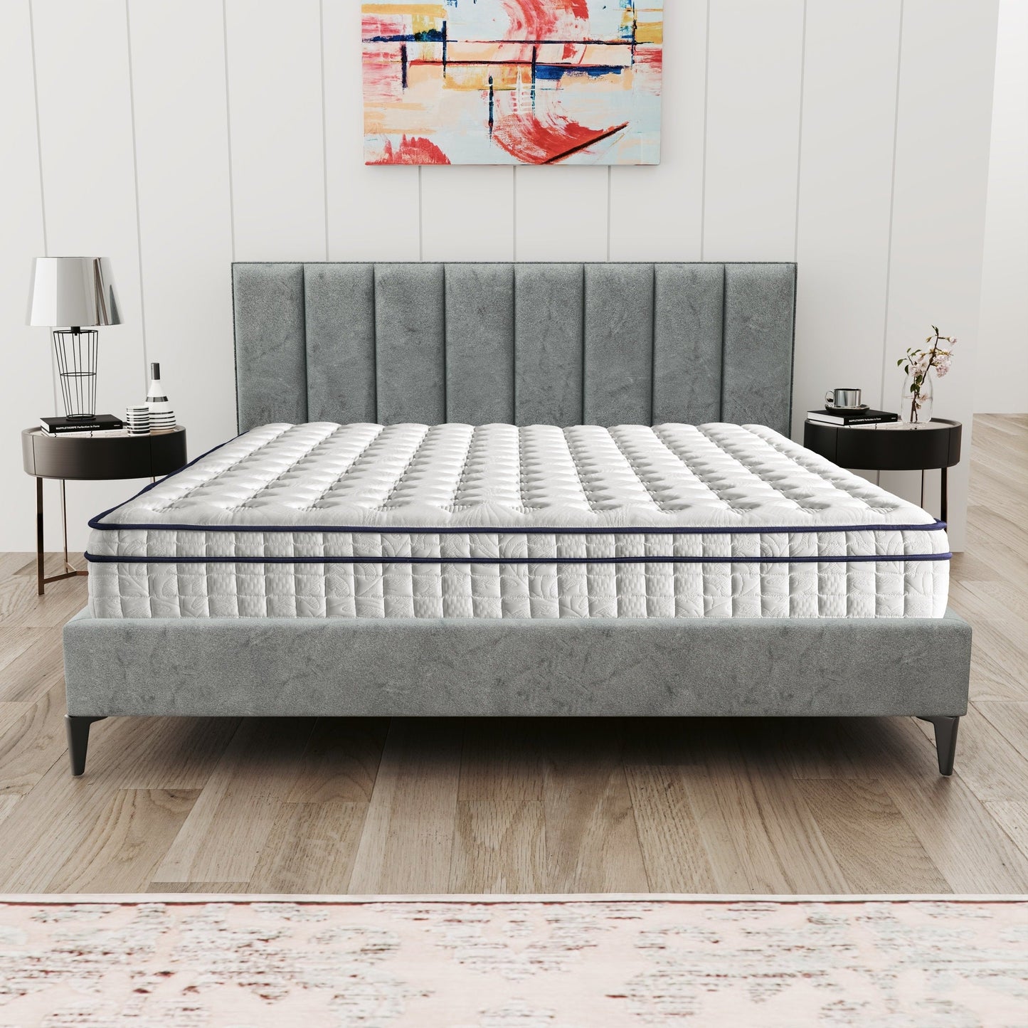 Assemblé aux États-Unis - Matelas hybride 12 Diamond avec ressorts ensachés et mousse à mémoire de forme au gel rafraîchissant