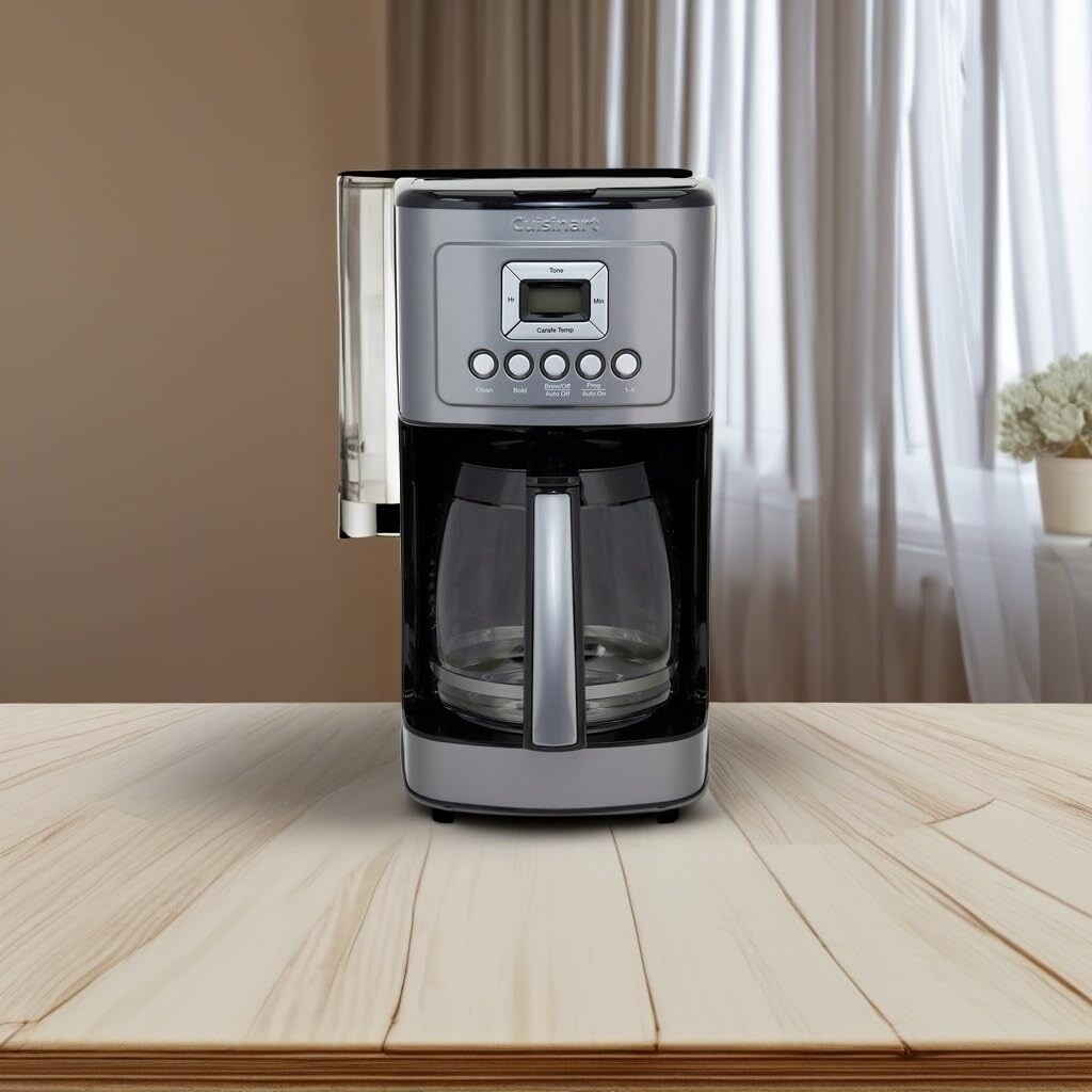 Machine à café automatique 14 tasses, carafe en verre, contrôle de la force du café, acier inoxydable couleur gris anthracite