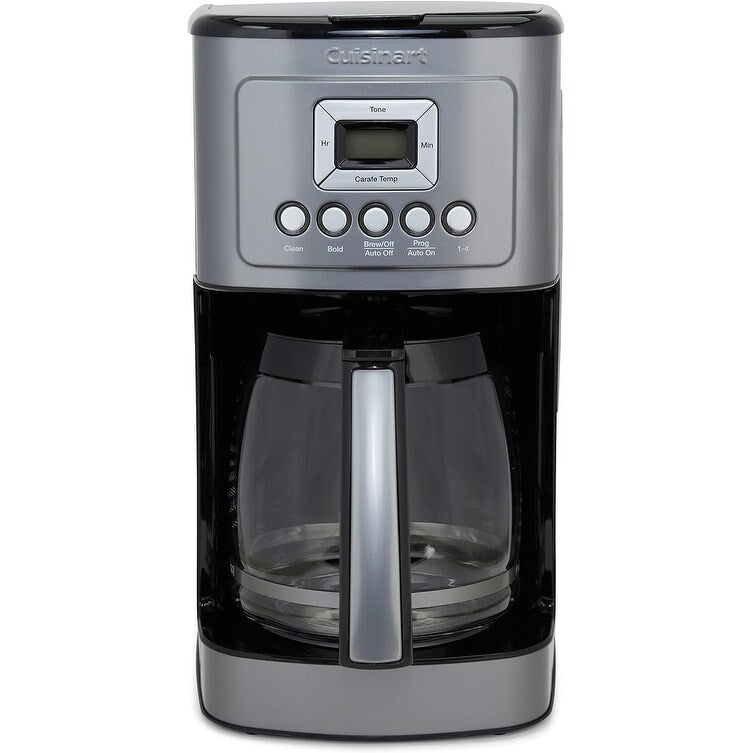 Machine à café automatique 14 tasses, carafe en verre, contrôle de la force du café, acier inoxydable couleur gris anthracite