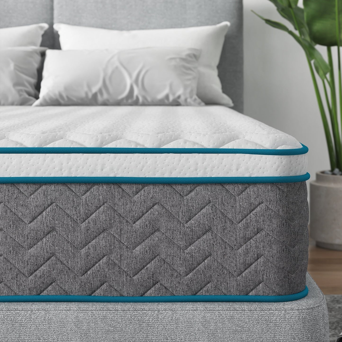 Matelas de 35 cm d'épaisseur, matelas hybride en mousse à mémoire de forme et ressorts ensachés, matelas de fermeté moyenne, tailles Queen et King disponibles en option.
