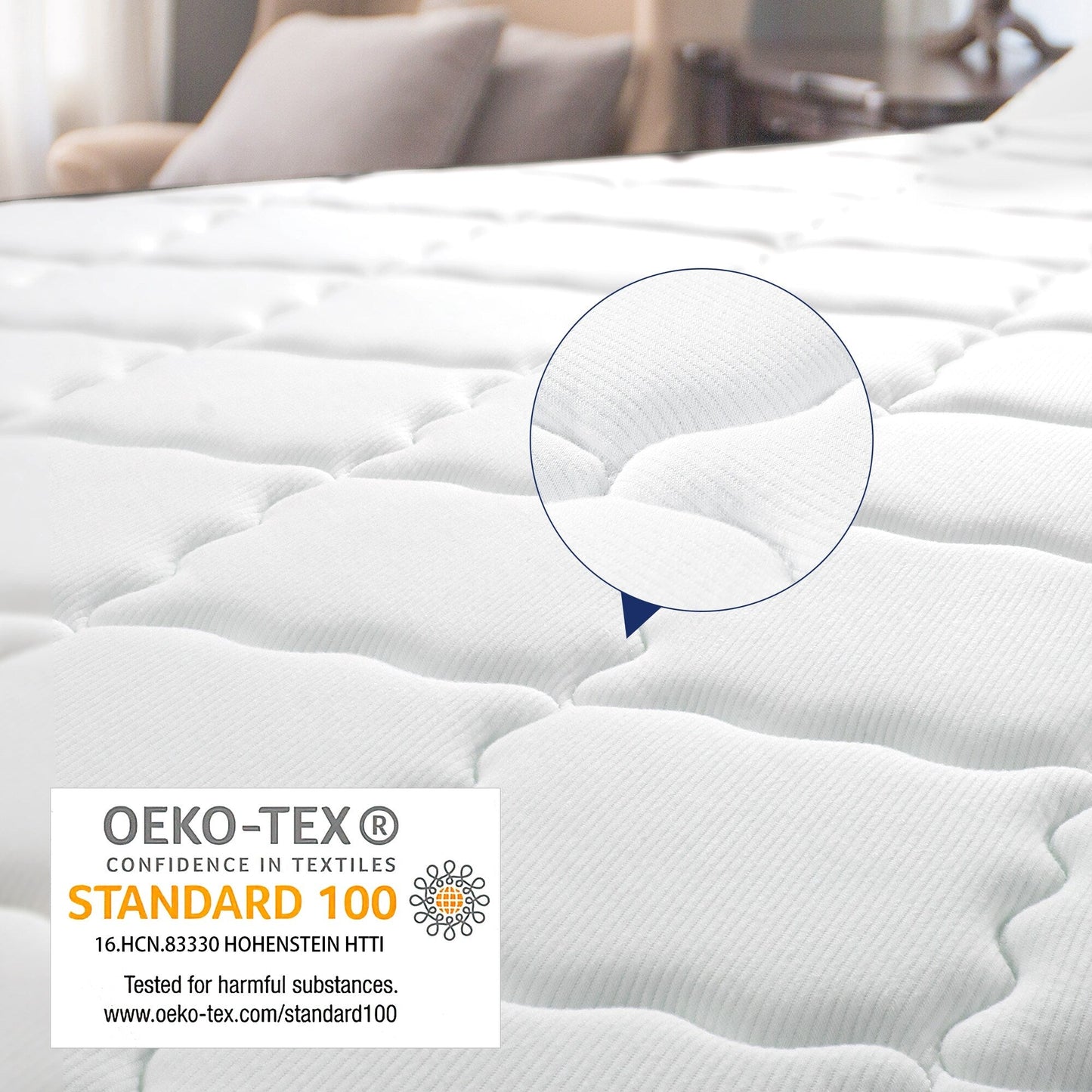Matelas de 35 cm d'épaisseur, matelas hybride en mousse à mémoire de forme et ressorts ensachés, matelas de fermeté moyenne, tailles Queen et King disponibles en option.