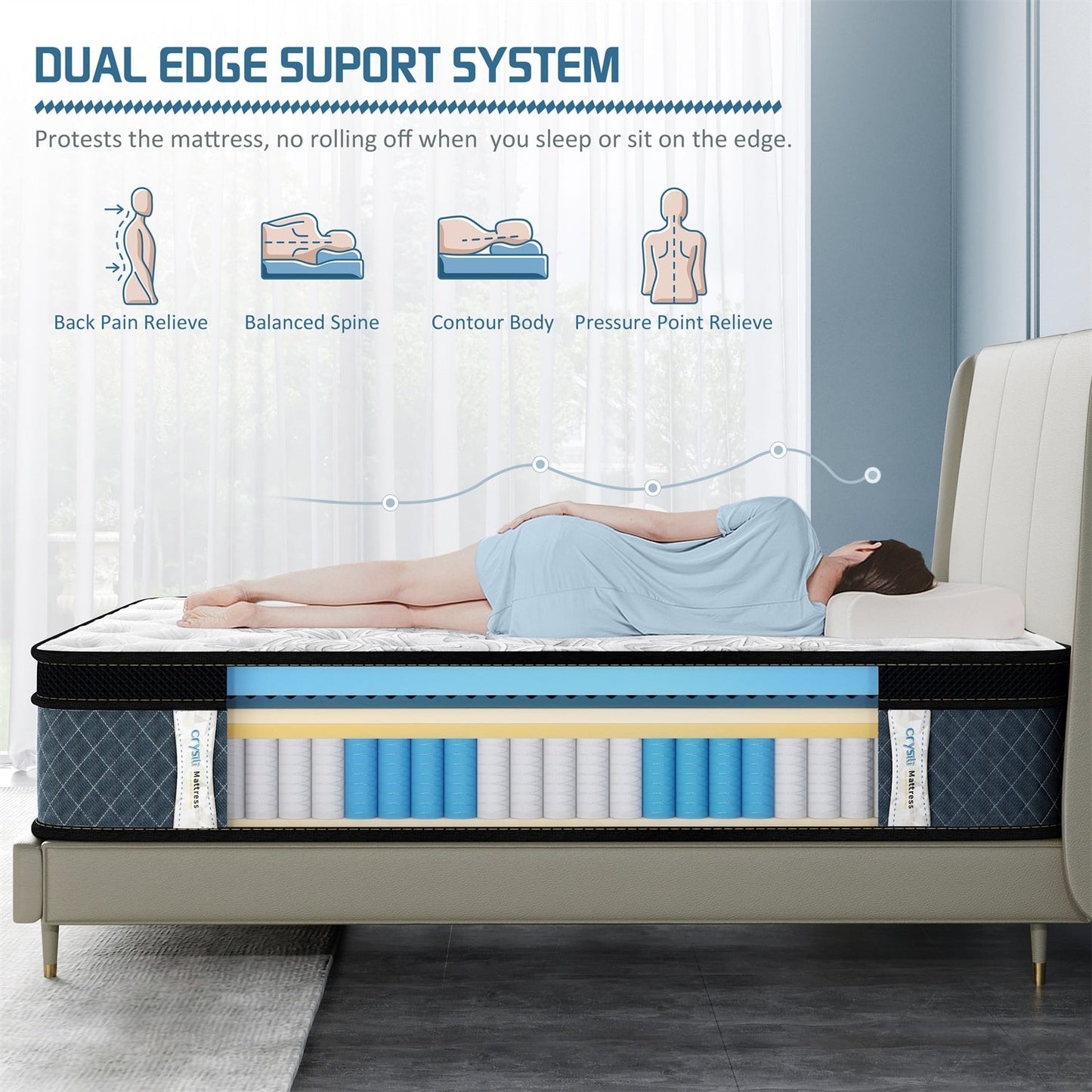 Matelas hybride moelleux de 35 cm (14 pouces) livré dans une boîte