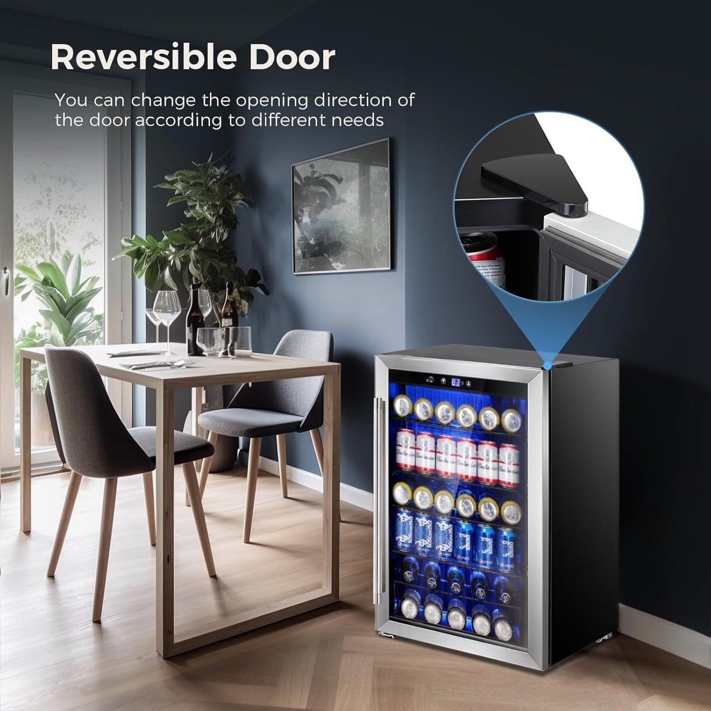 Réfrigérateur à boissons de 145 canettes, mini réfrigérateur de 4,4 pieds cubes avec porte en verre pour sodas, bières, vins – façade transparente pour la maison, le bureau ou le bar.