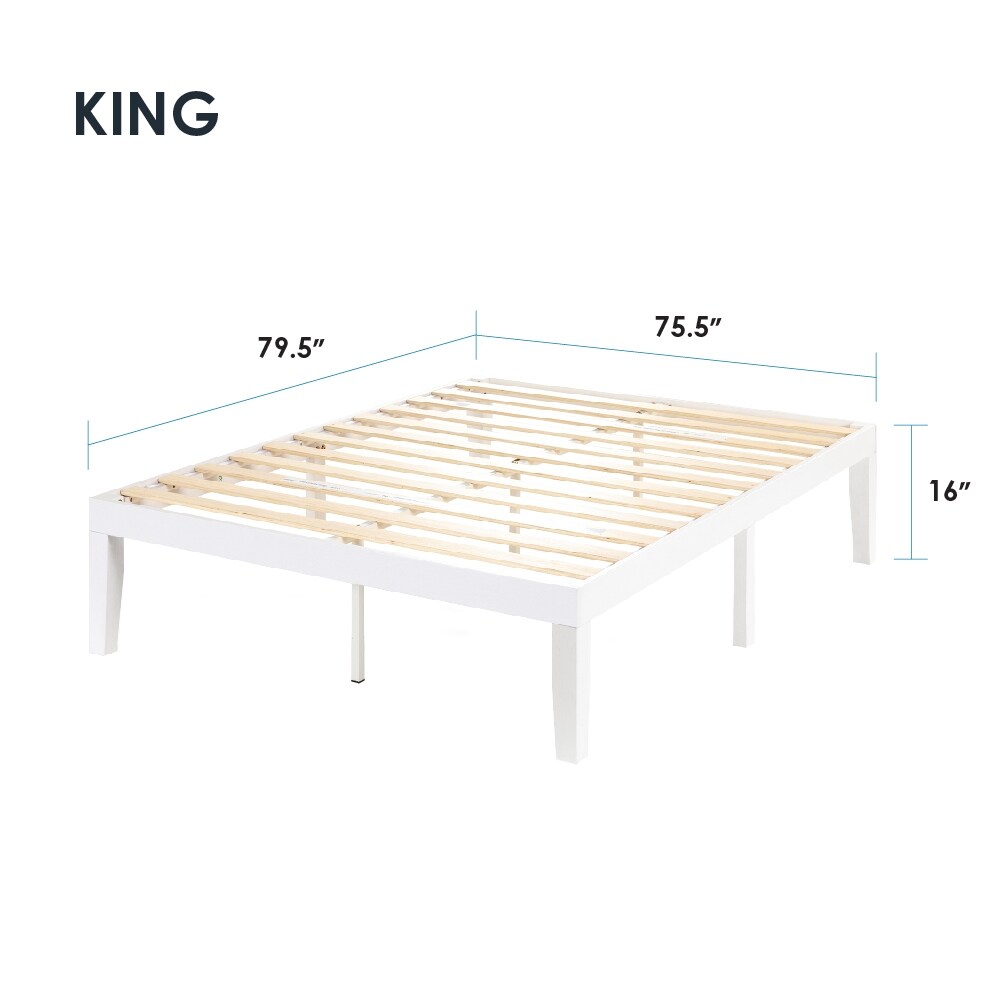 Cadre de lit plateforme en bois massif classique de 16 pouces, disponible en plusieurs finitions.