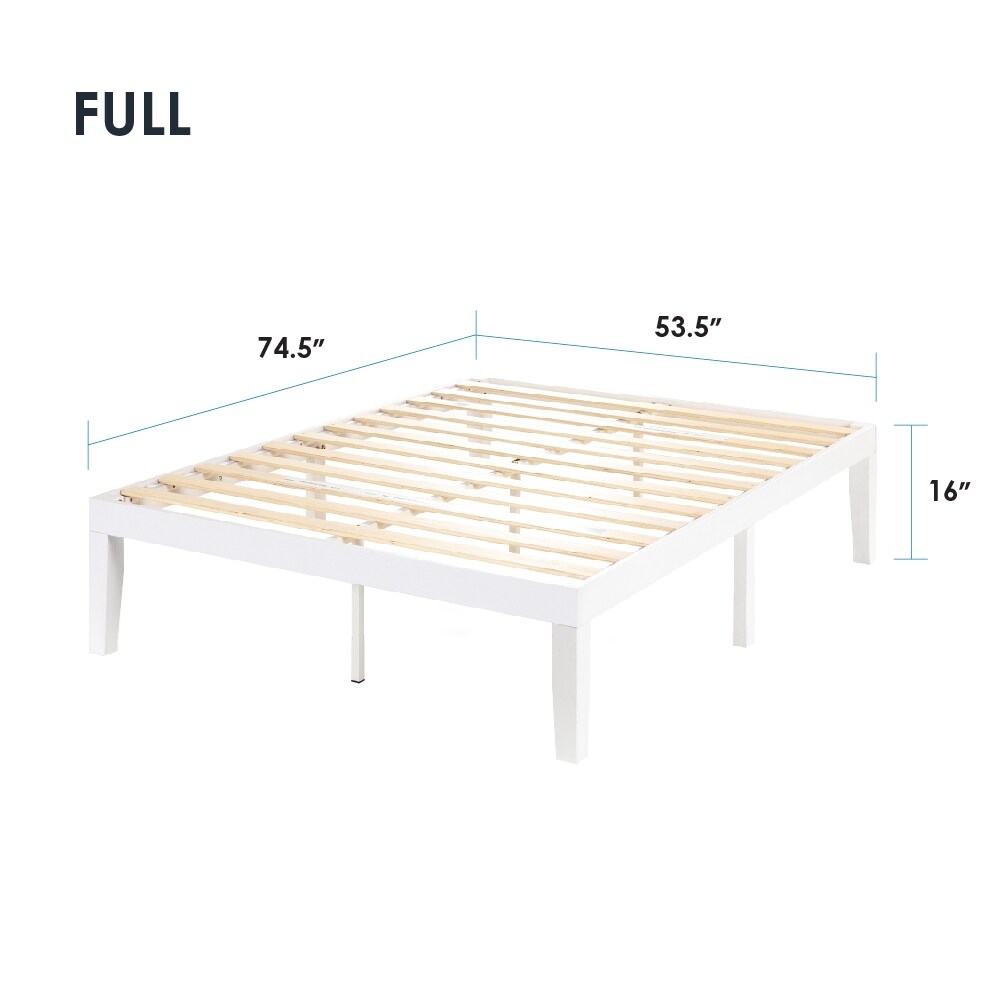 Cadre de lit plateforme en bois massif classique de 16 pouces, disponible en plusieurs finitions.