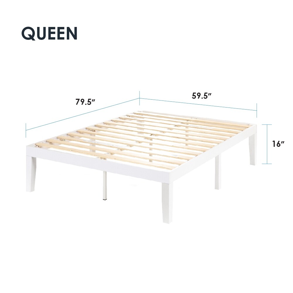 Cadre de lit plateforme en bois massif classique de 16 pouces, disponible en plusieurs finitions.