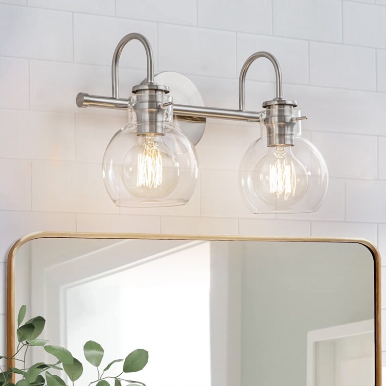 Applique murale pour salle de bain à 2/3 lumières avec abat-jour en verre