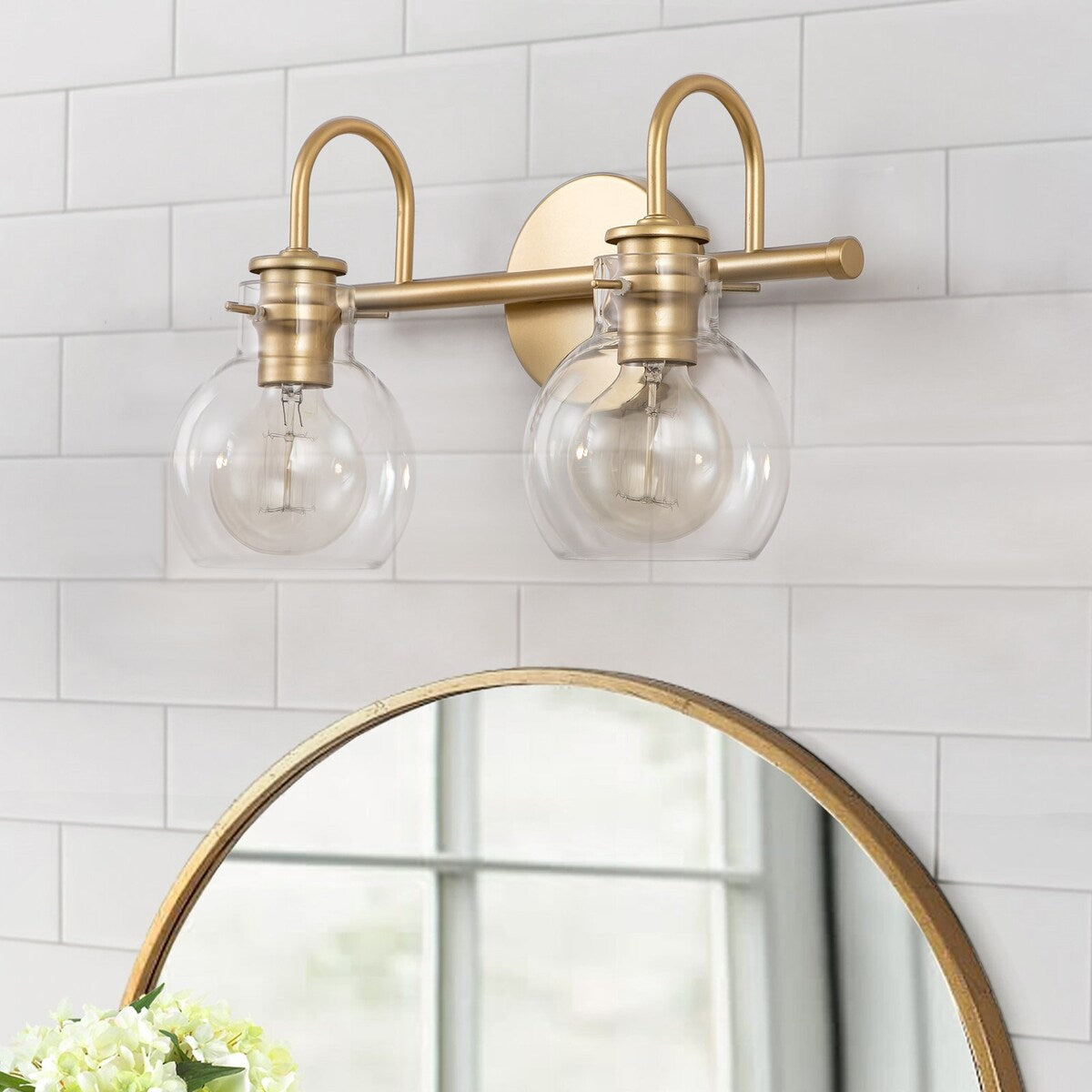 Applique murale pour salle de bain à 2/3 lumières avec abat-jour en verre