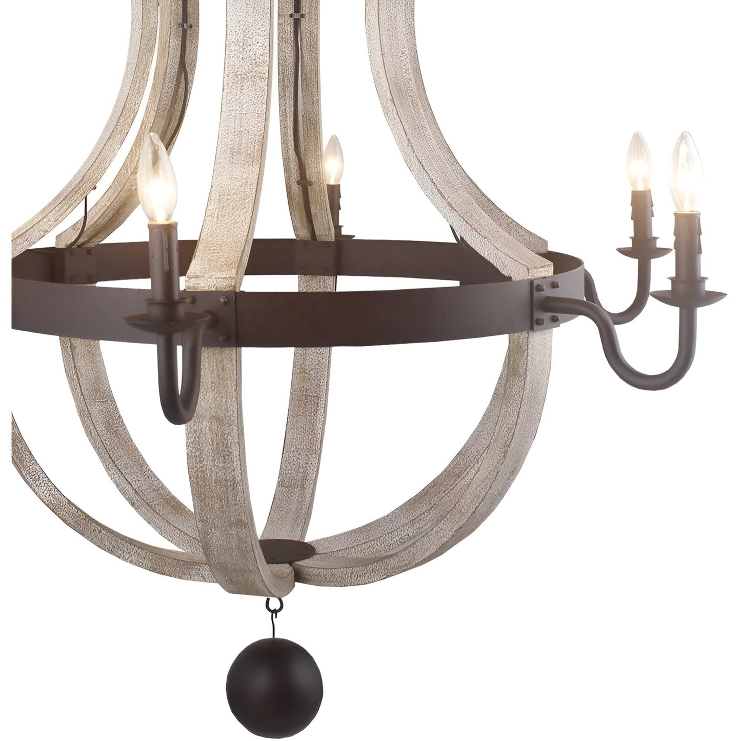 Luminaire à 12 lumières, style campagne française, à deux niveaux, en forme de tonneau à vin