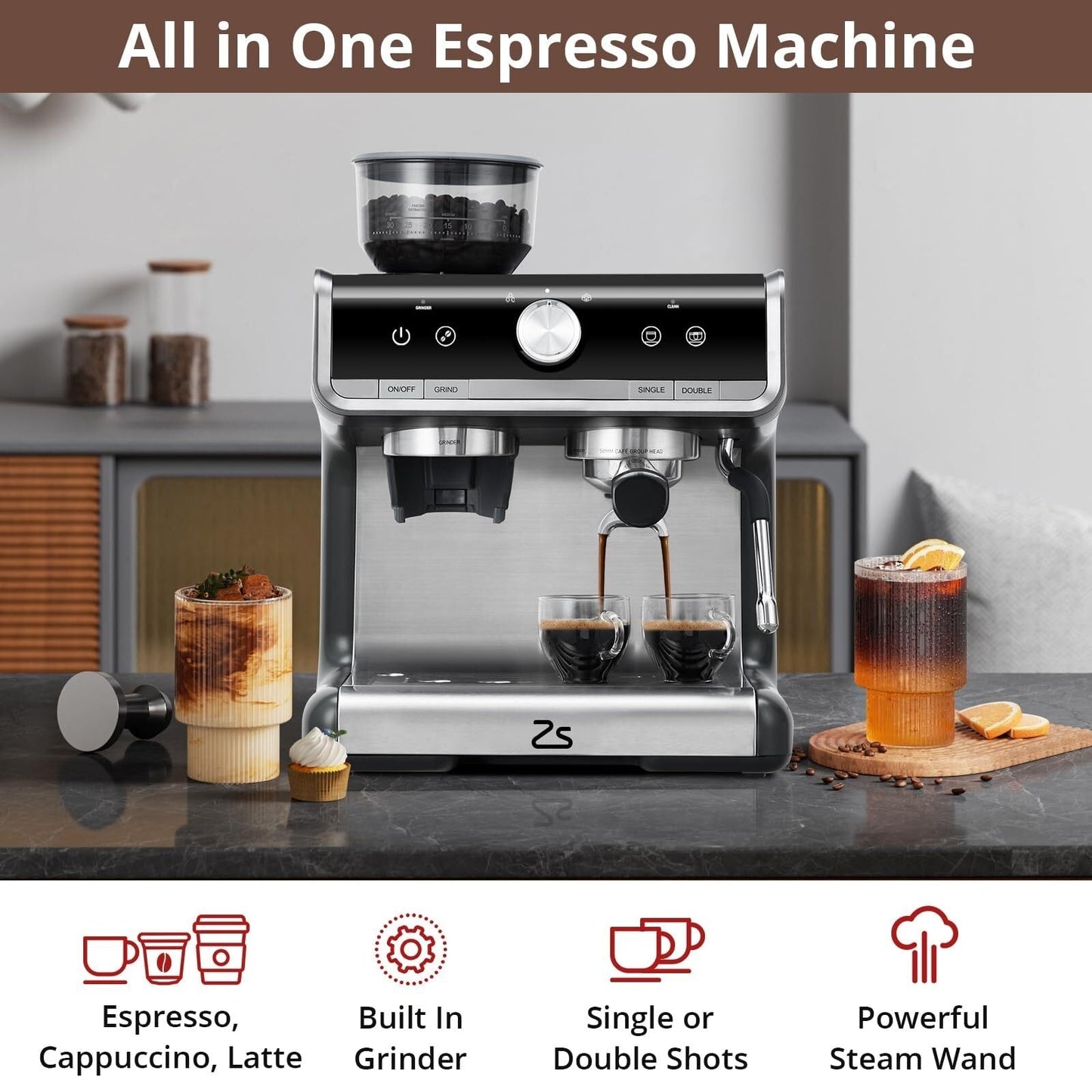 Machine à café expresso automatique 20 bar avec mousseur de lait pour barista à domicile
