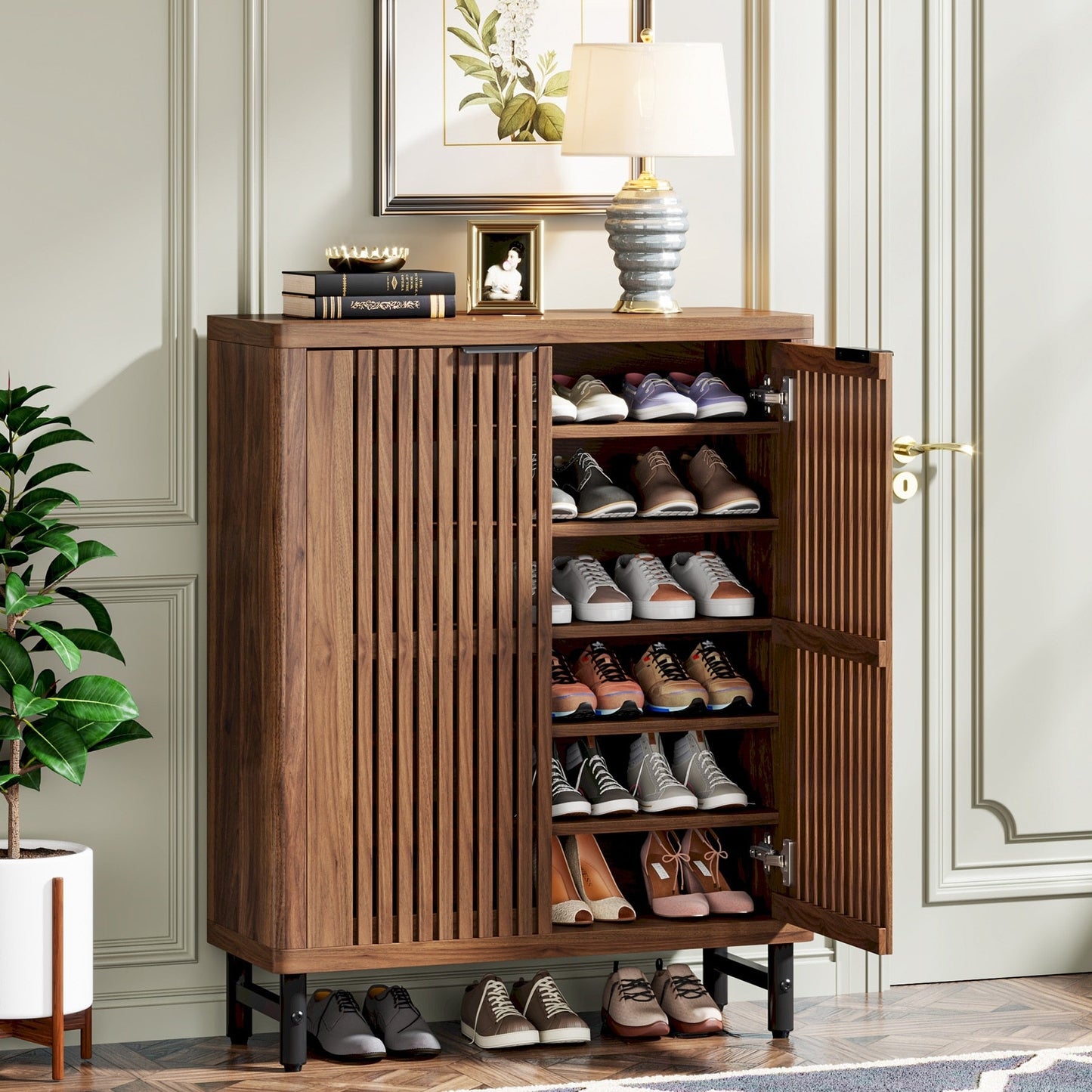 Meuble à chaussures avec porte pour entrée et salon, capacité de 24 paires