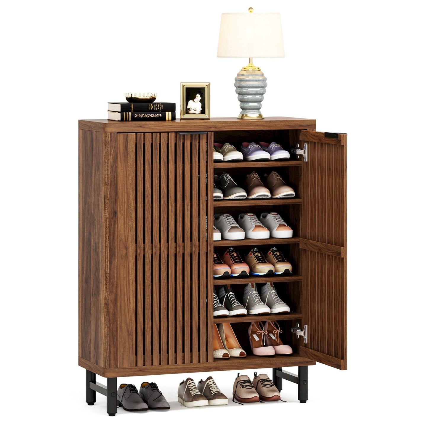 Meuble à chaussures avec porte pour entrée et salon, capacité de 24 paires