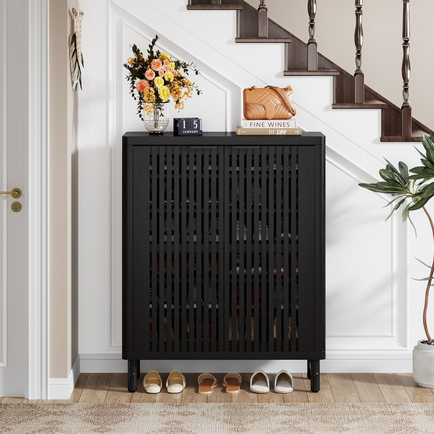 Meuble à chaussures avec porte pour entrée et salon, capacité de 24 paires