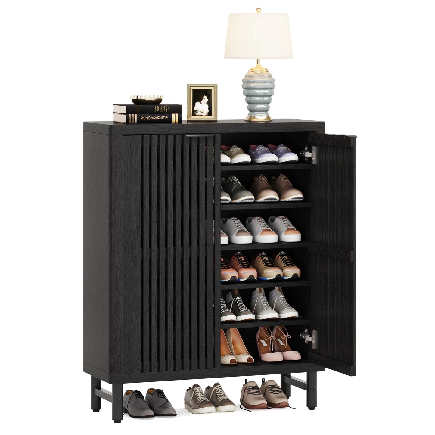Meuble à chaussures avec porte pour entrée et salon, capacité de 24 paires