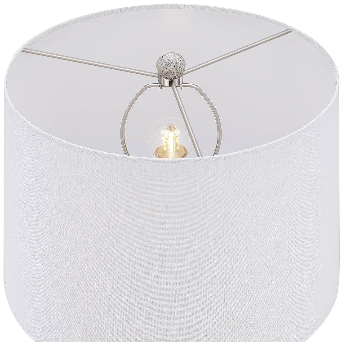 Lampe de table de style farmhouse 24,5 pouces, couleur beige lavé/doré, avec abat-jour en lin blanc (lot de 2) - 24,5 H