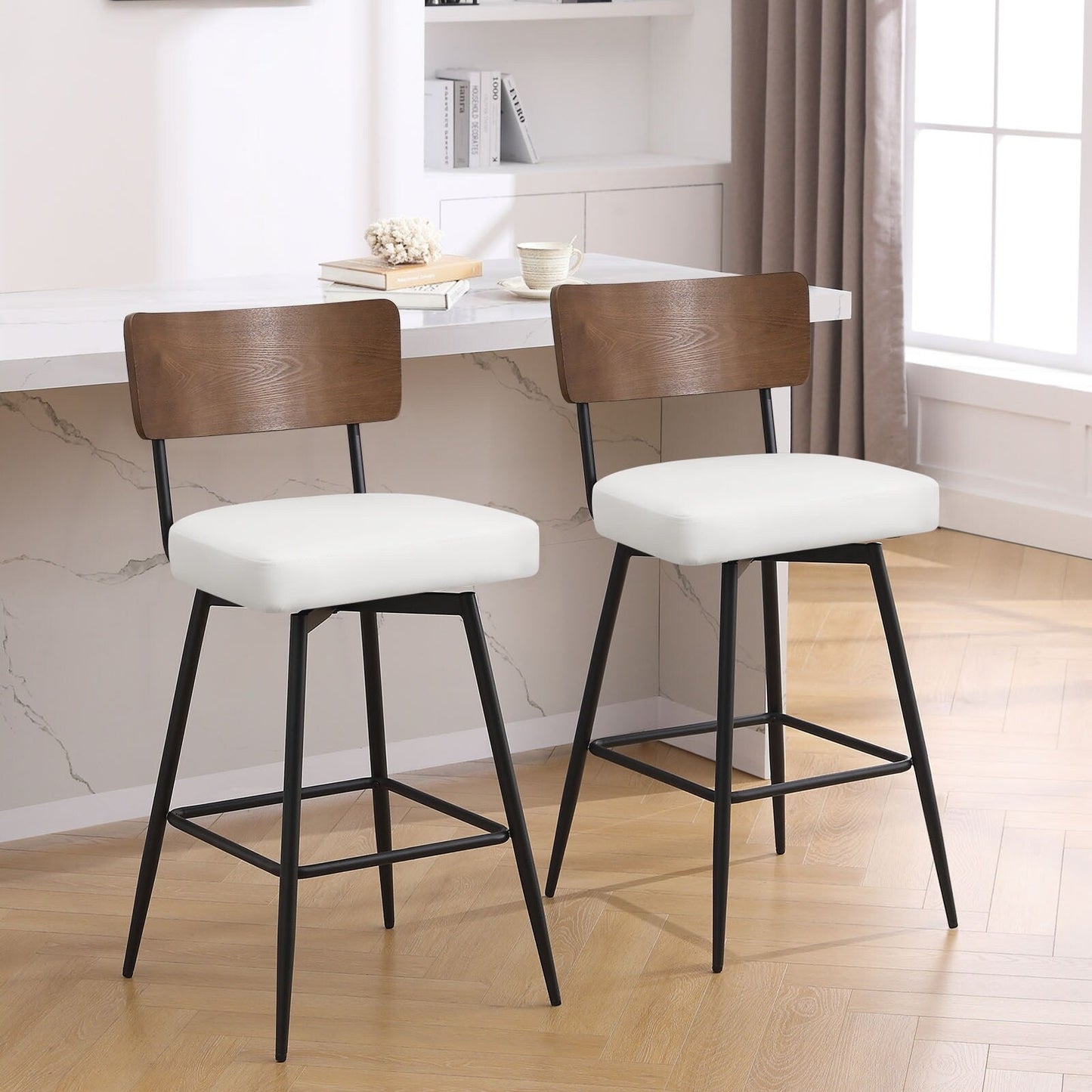 Tabourets de bar/compteur pivotants à revêtement en simili cuir - Lot de 2/3/4