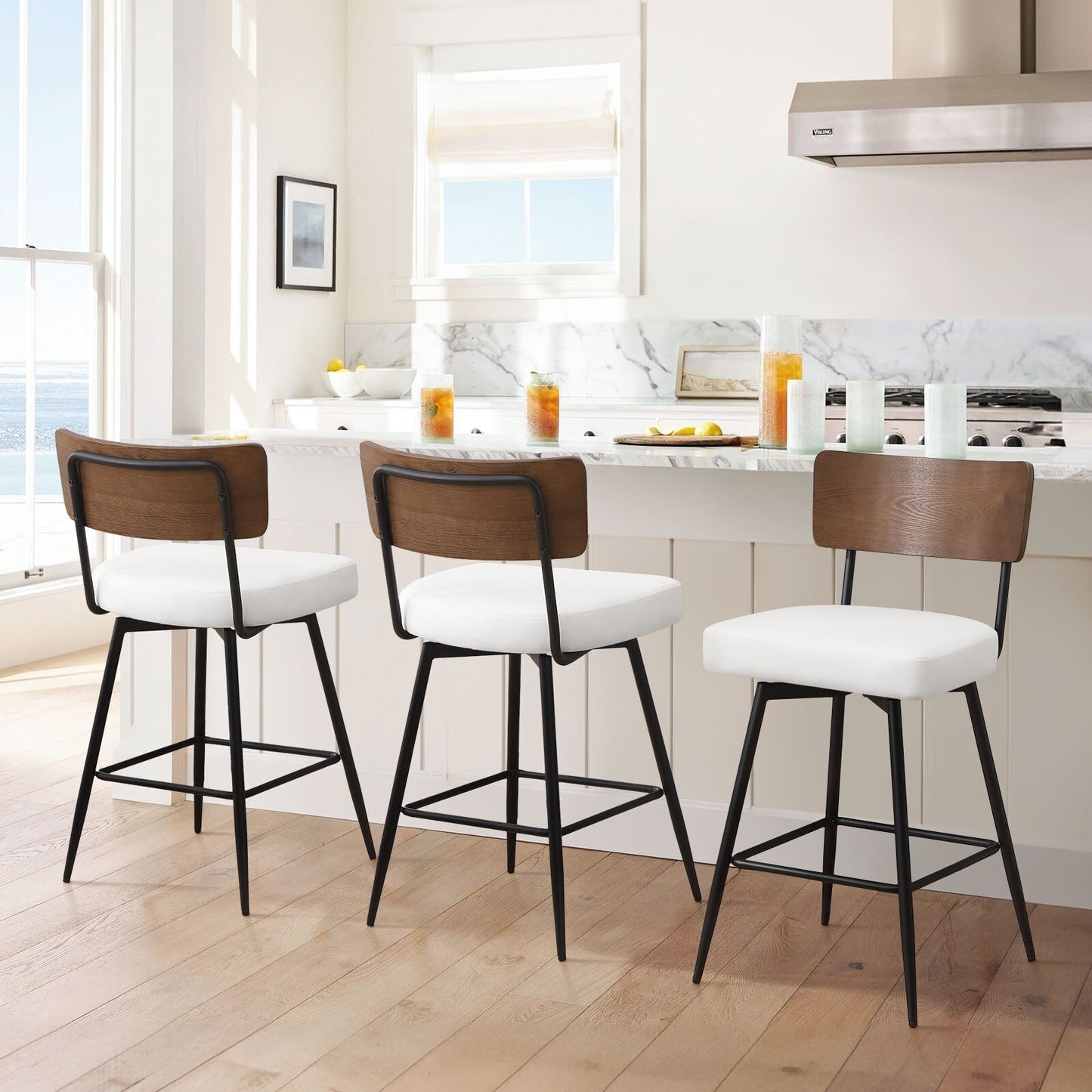 Tabourets de bar/compteur pivotants à revêtement en simili cuir - Lot de 2/3/4
